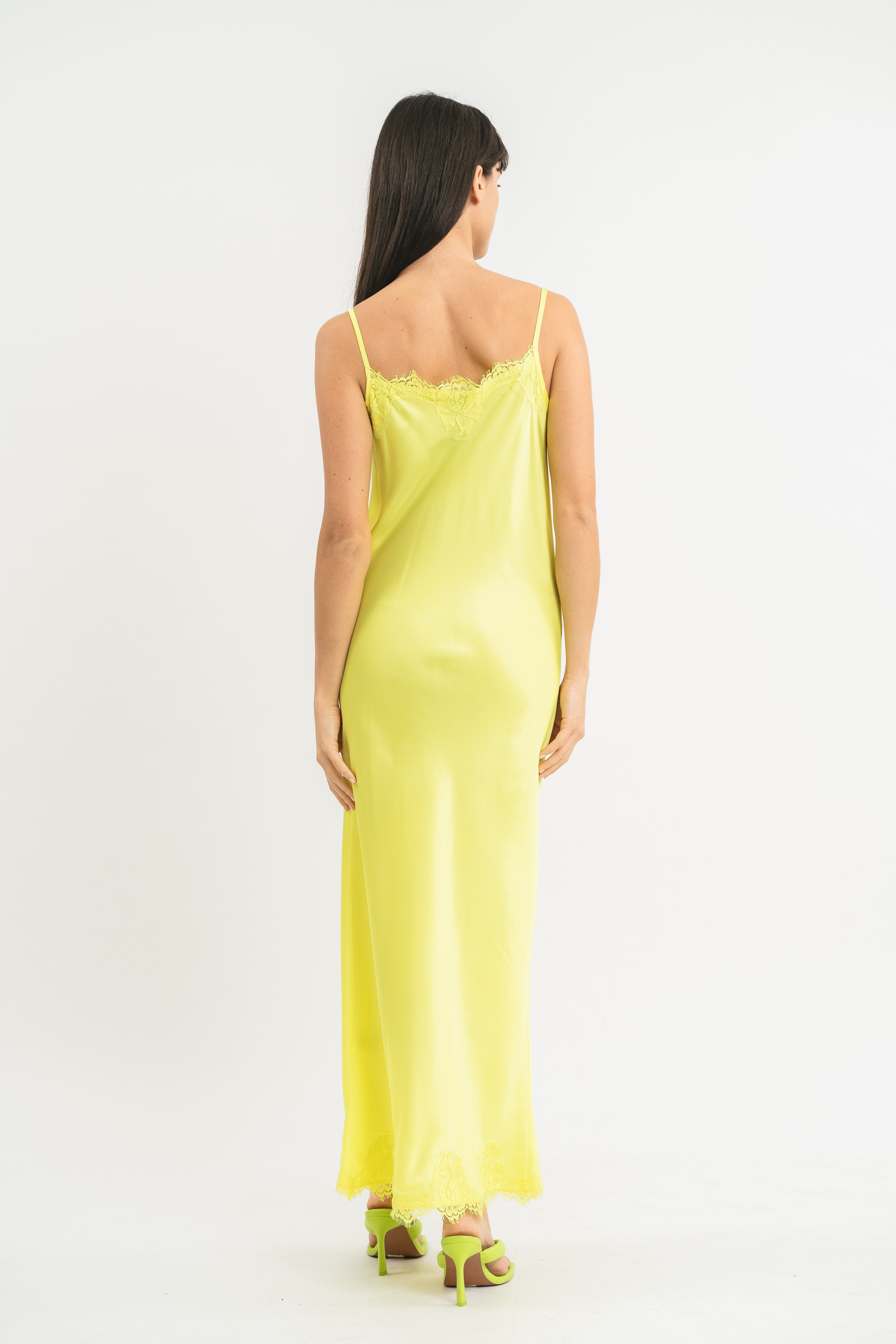 SLIP DRESS CLAUDIA IN VISCOSA CON PIZZO