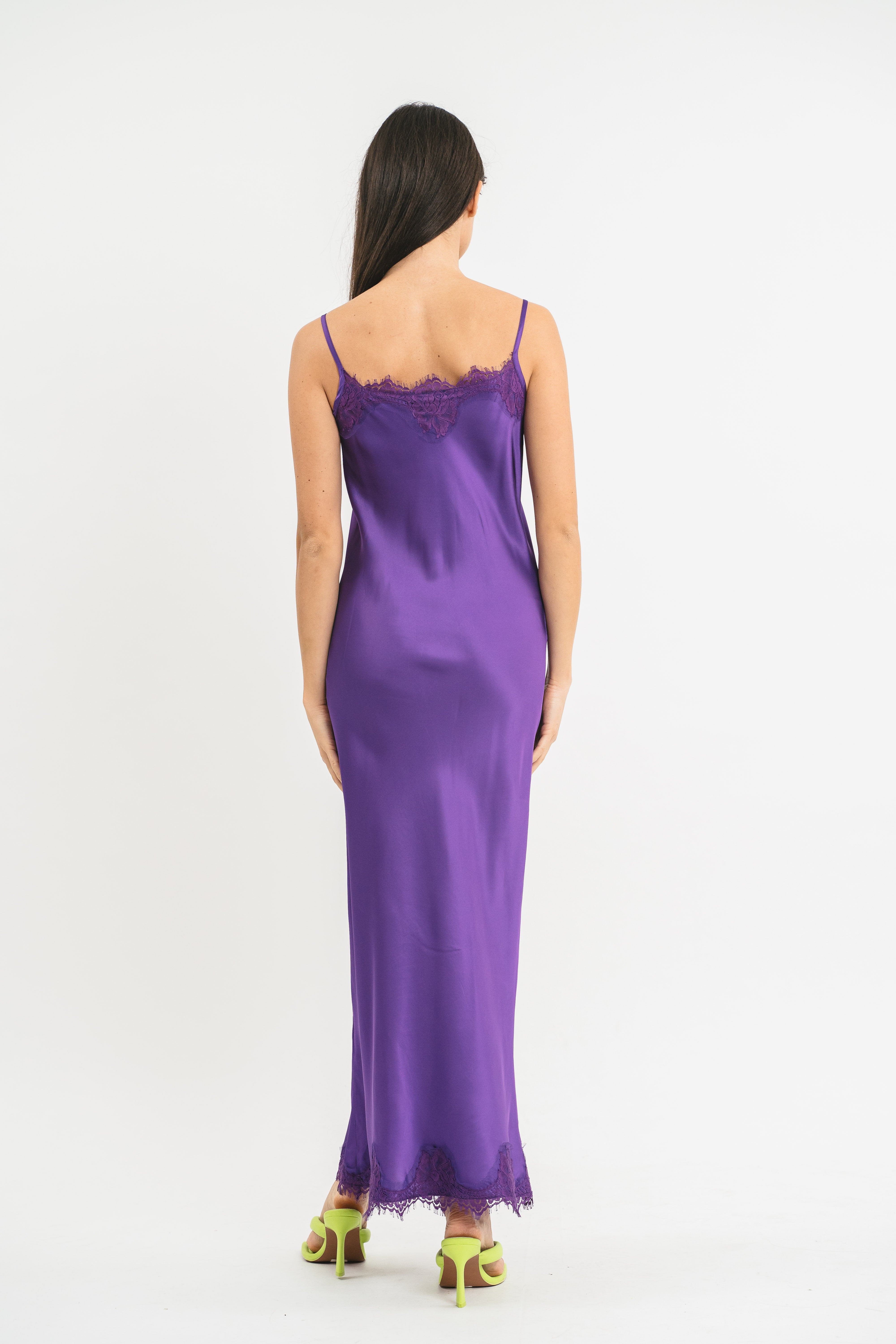 SLIP DRESS CLAUDIA IN VISCOSA CON PIZZO