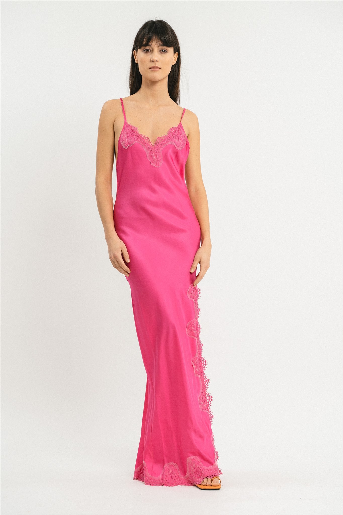 SLIP DRESS VISCOSA CON PIZZO SOFIA MARIA