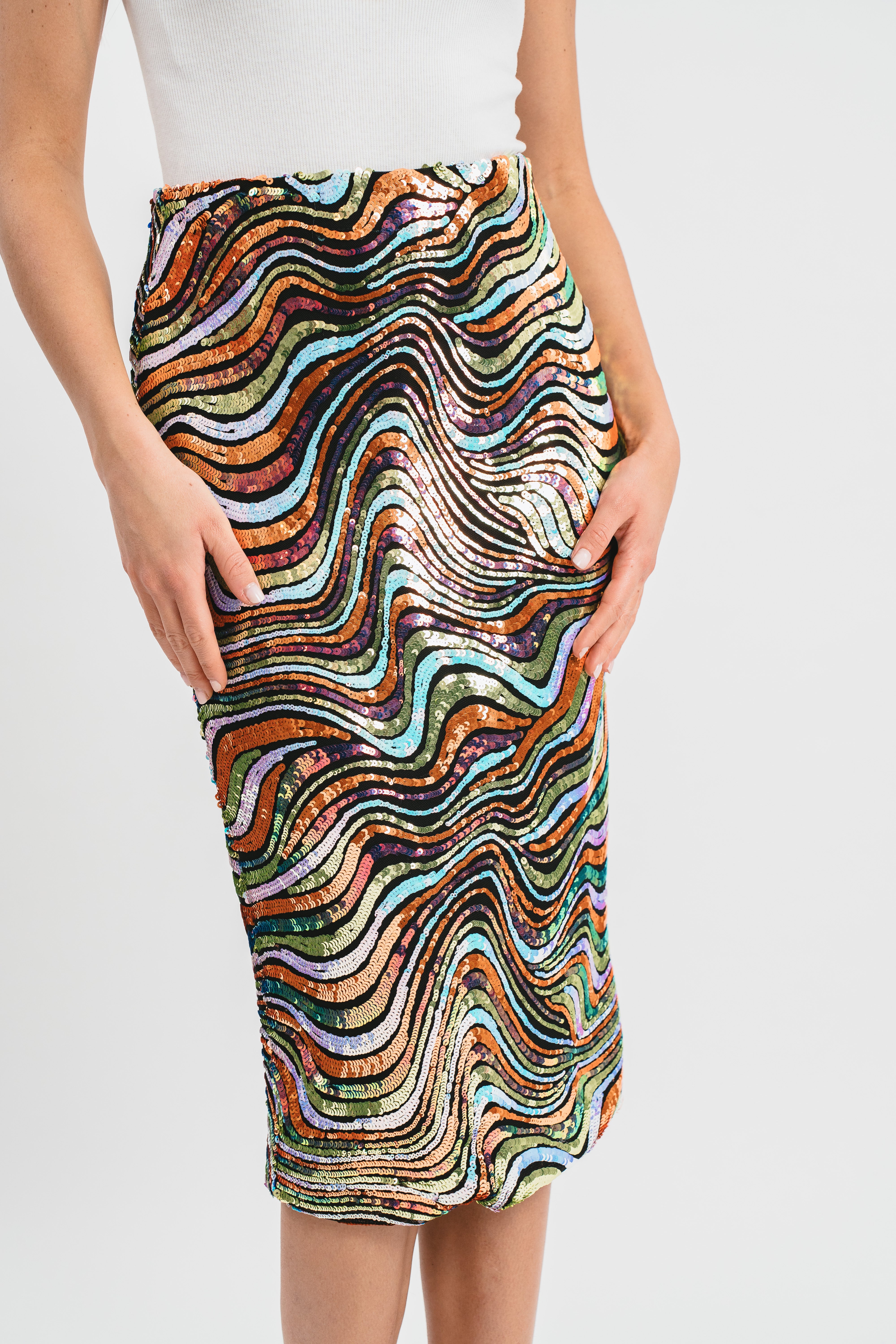 Gonna in paillettes multicolor Dettaglio