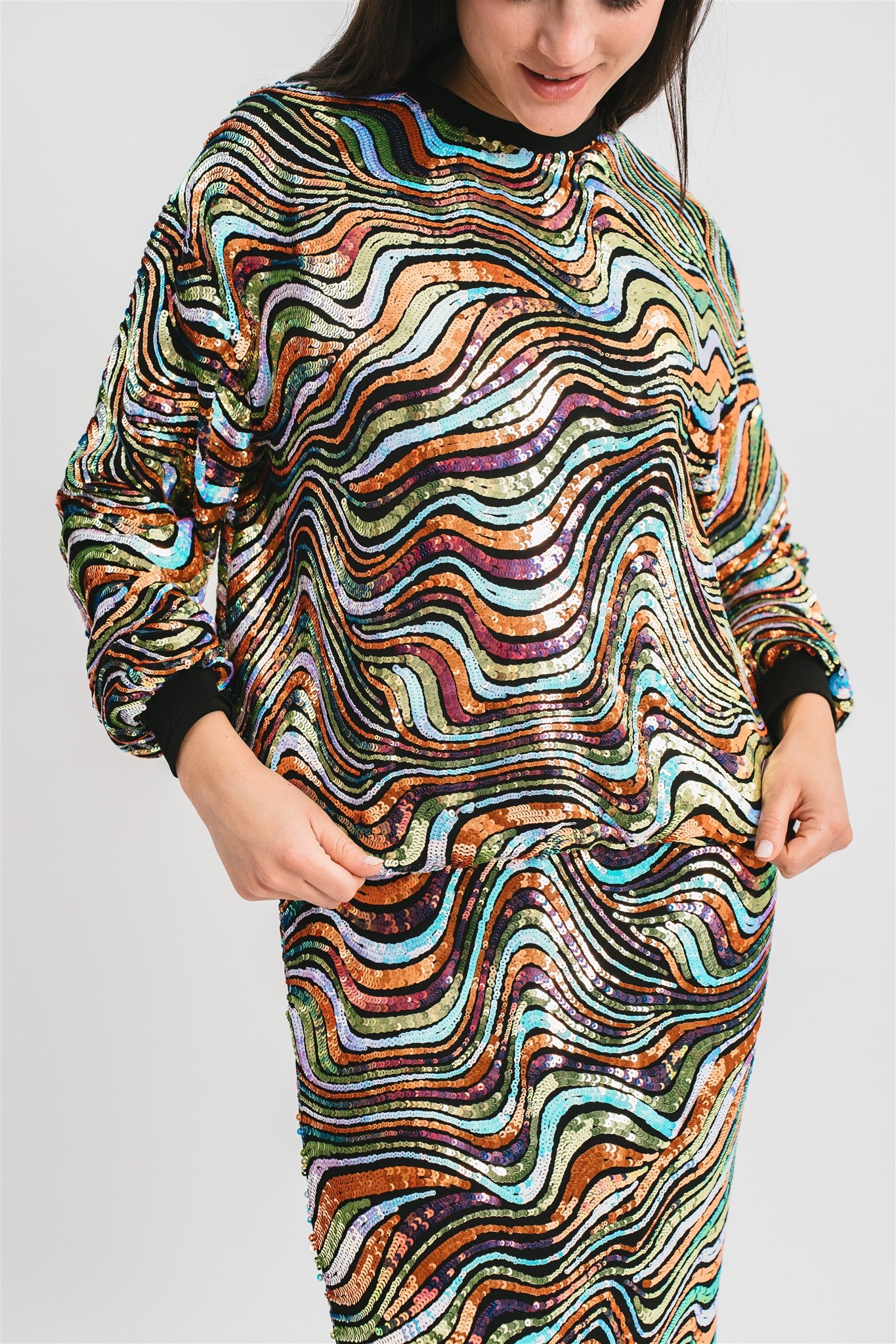 Felpa in paillettes multicolor