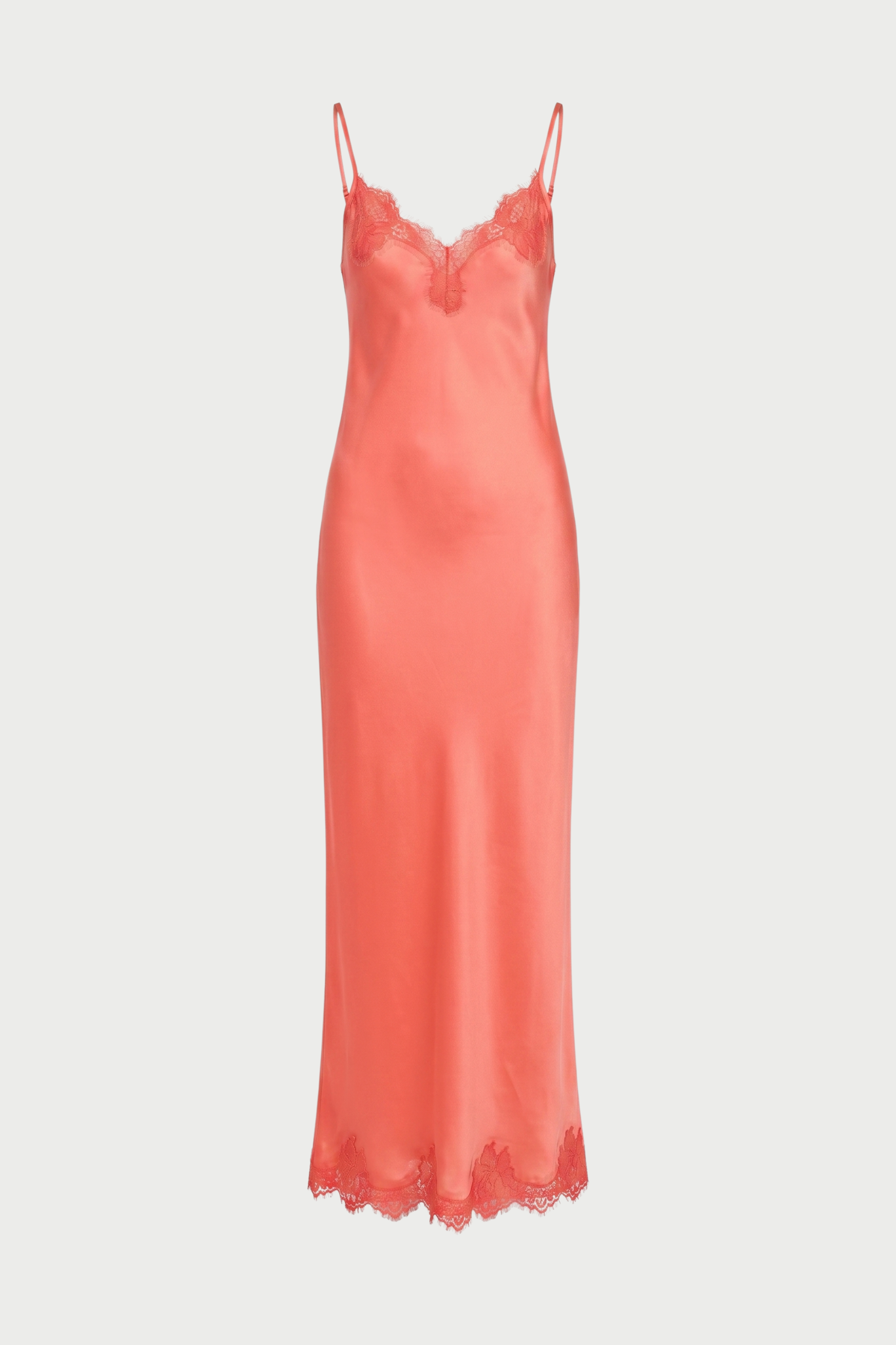 Long slip dress with lace