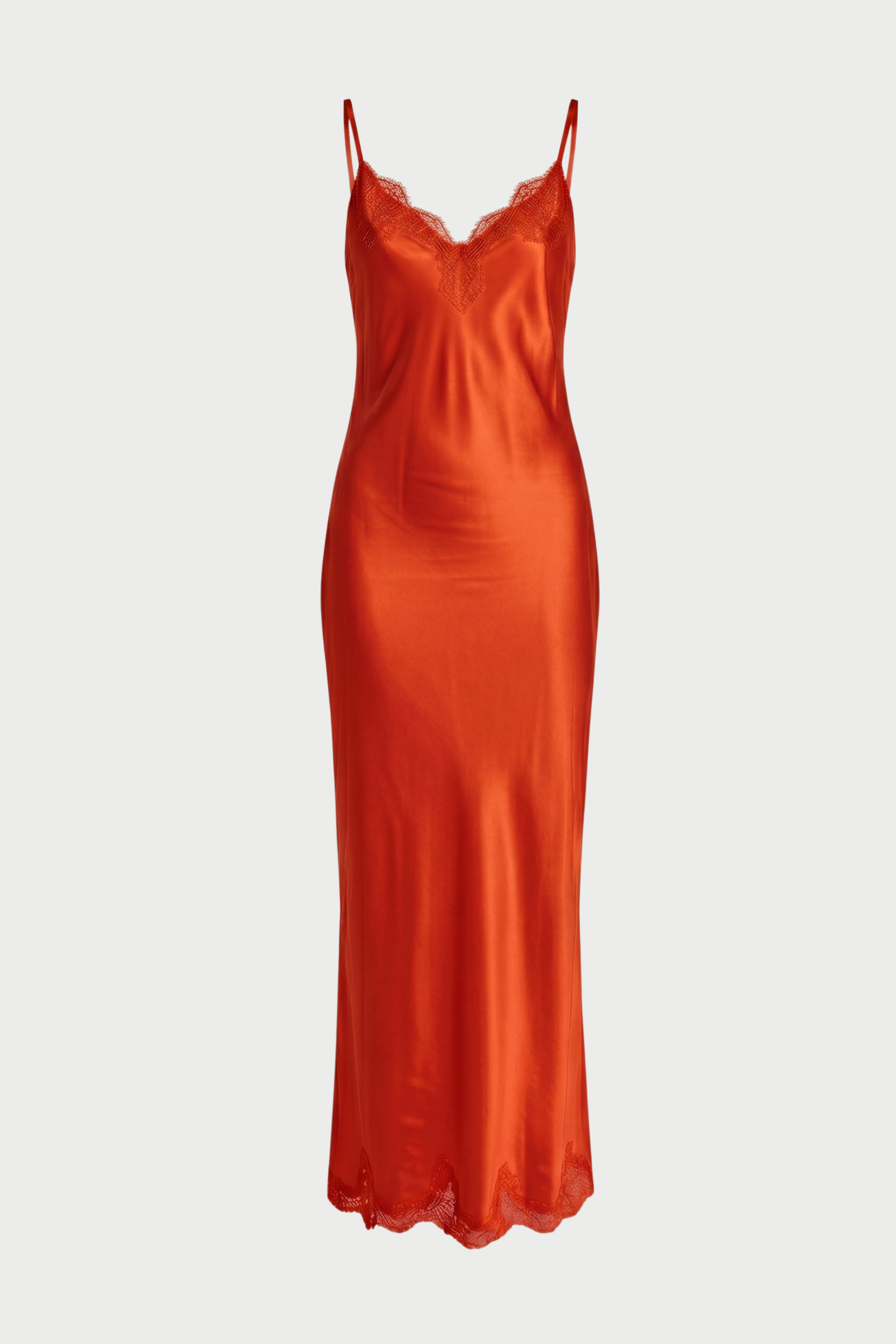 Long slip dress with lace