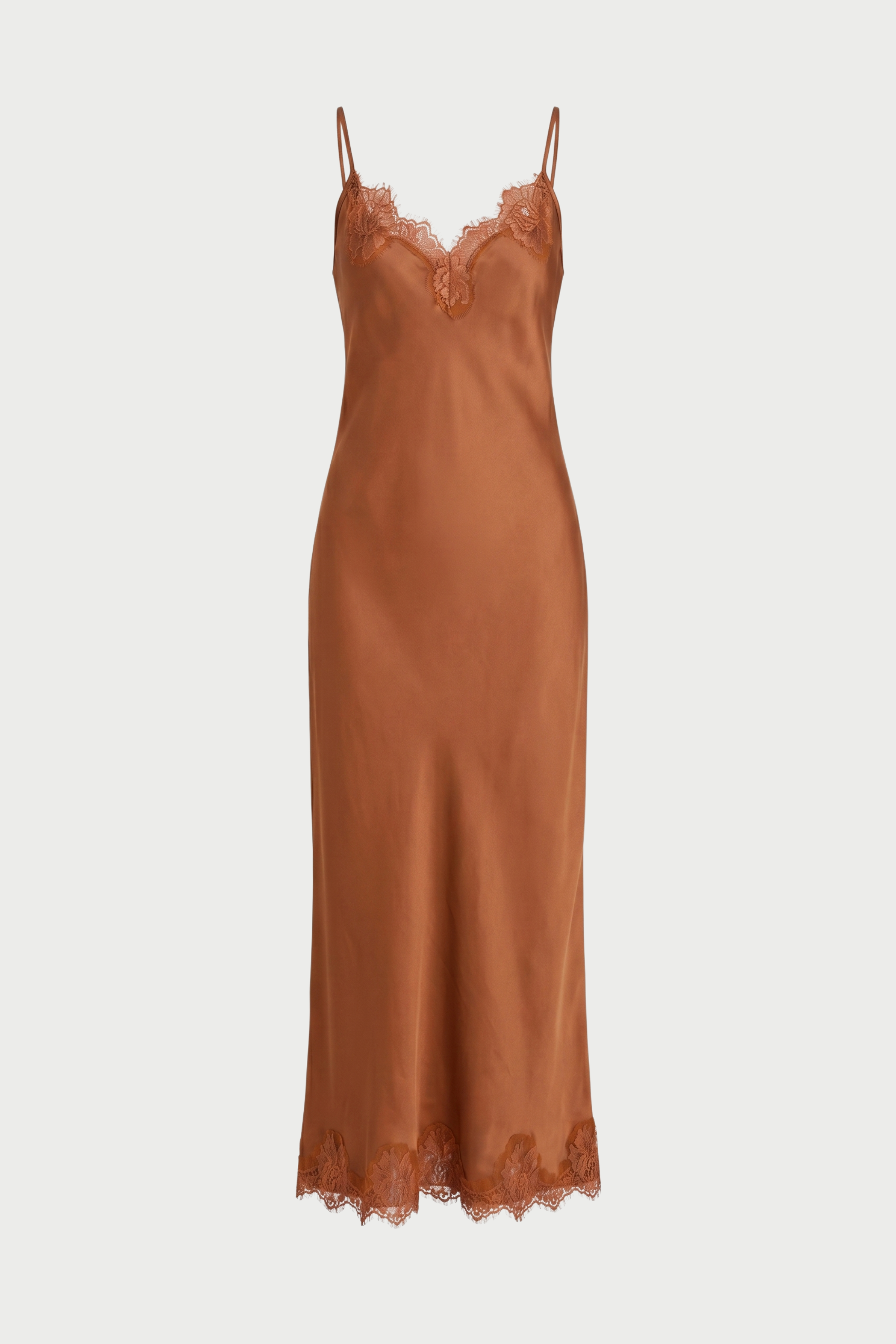 Long slip dress with lace