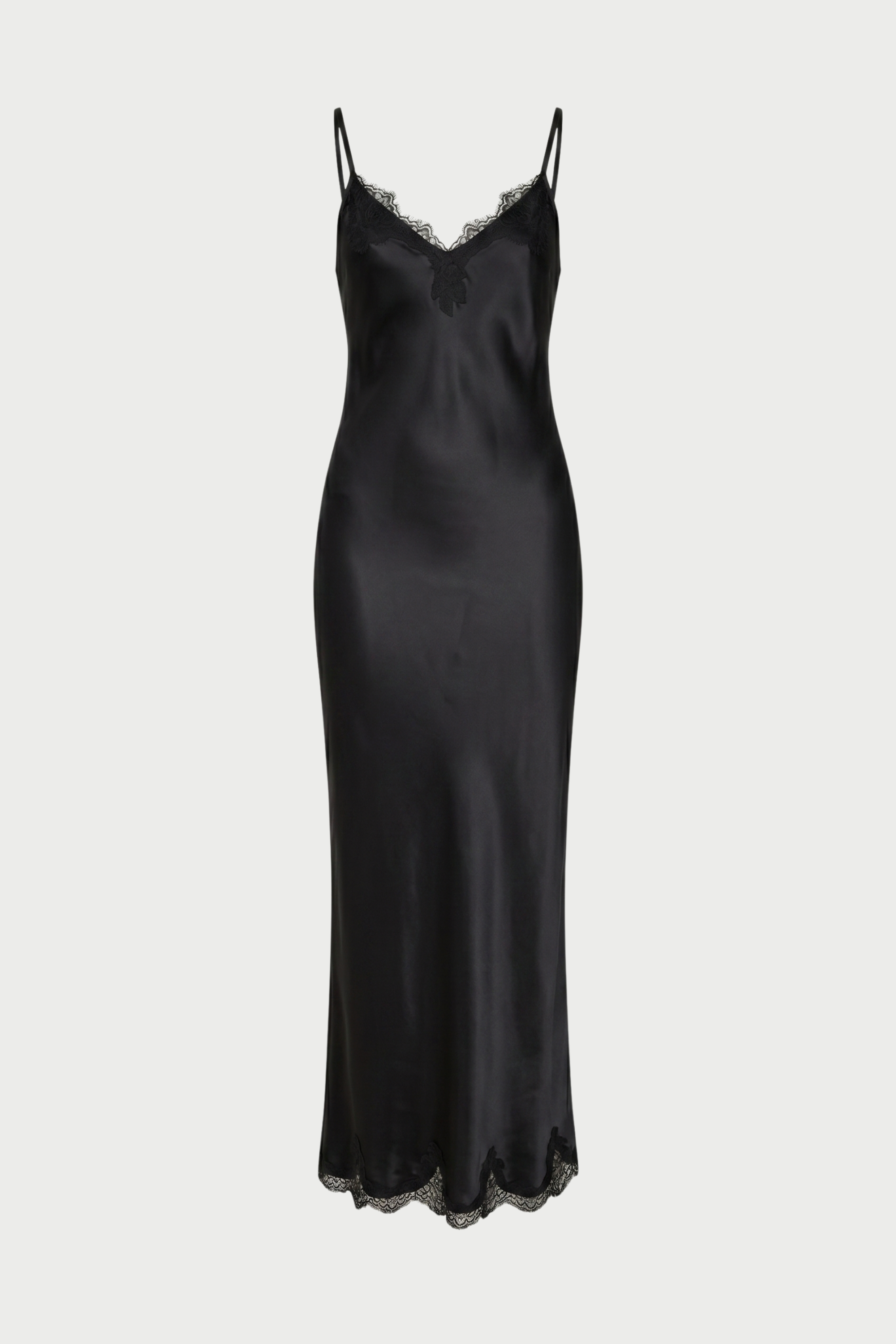 Long slip dress with lace