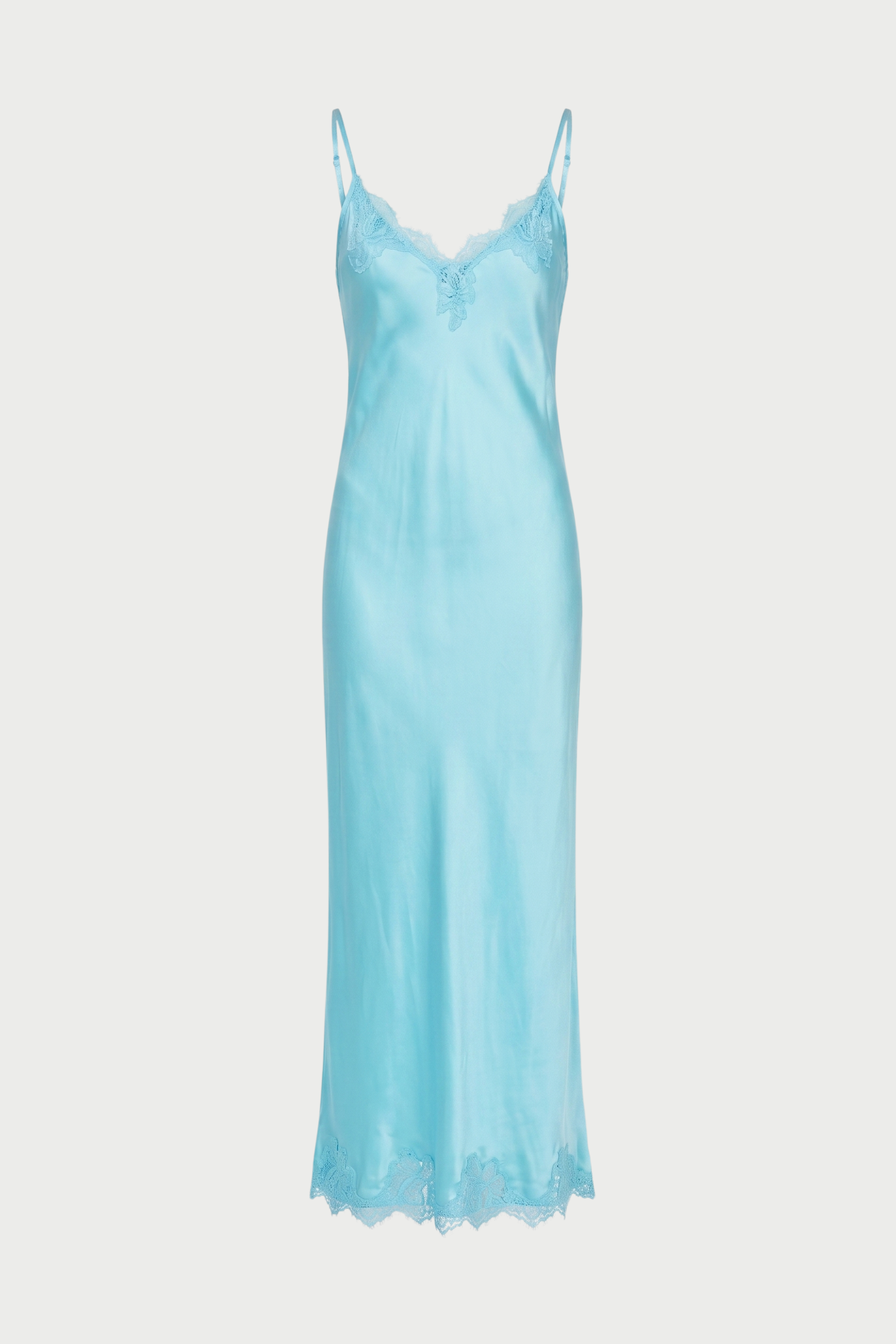 Long slip dress with lace