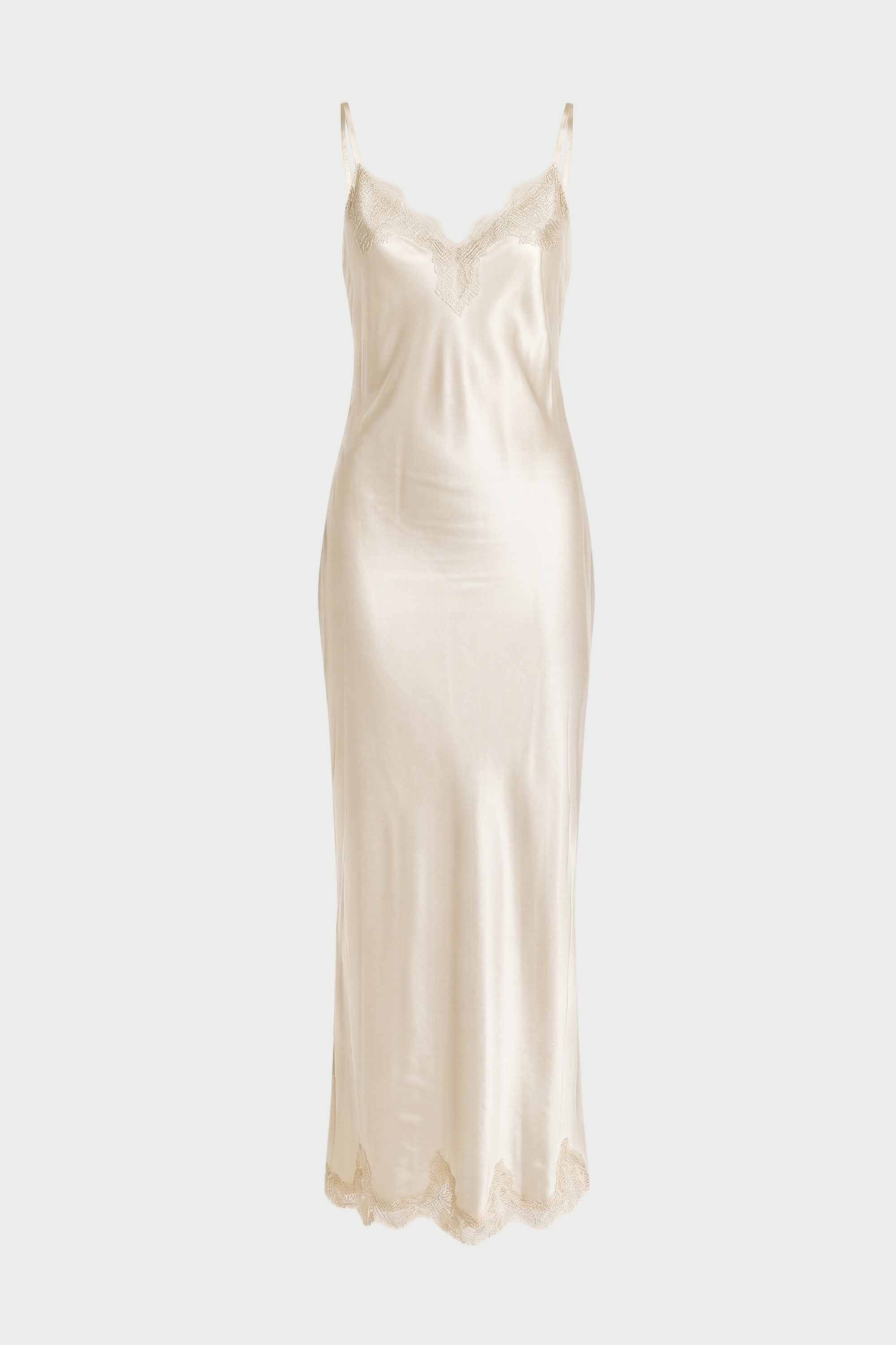Long slip dress with lace
