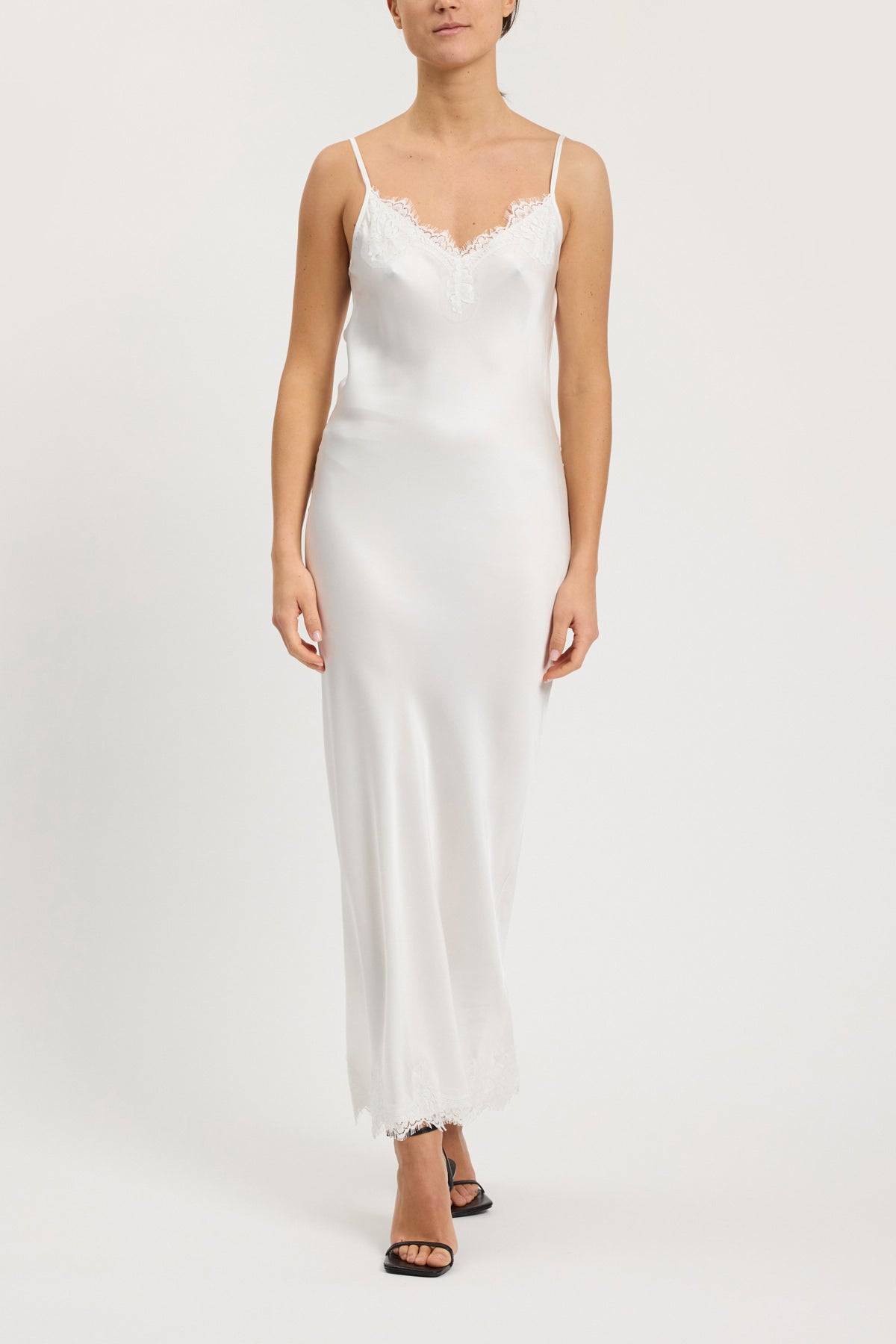 Long slip dress with lace