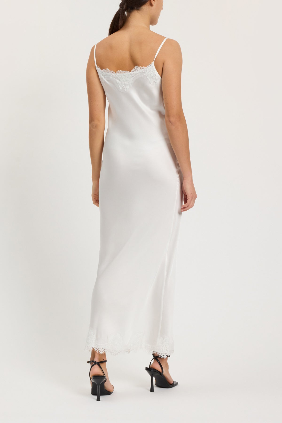 Long slip dress with lace