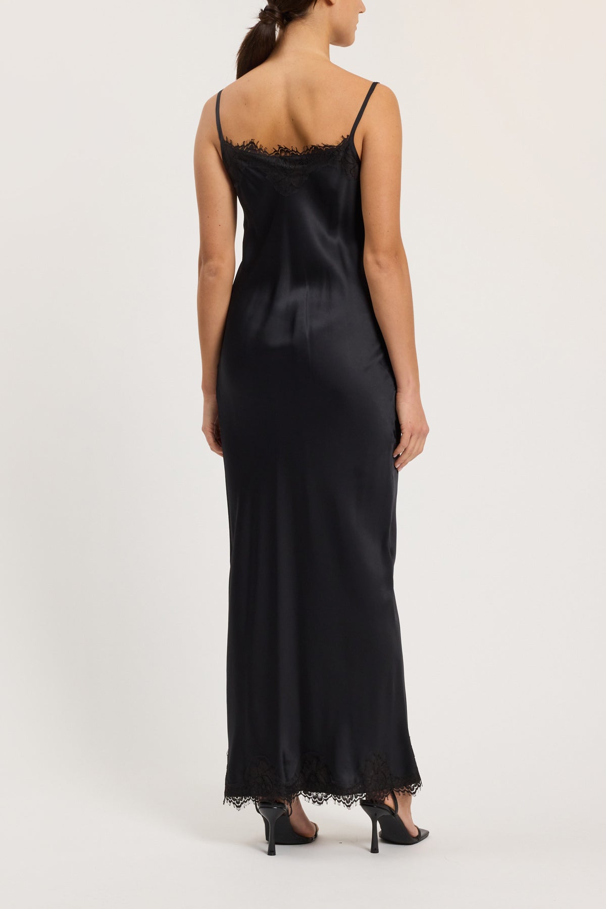 Long slip dress with lace
