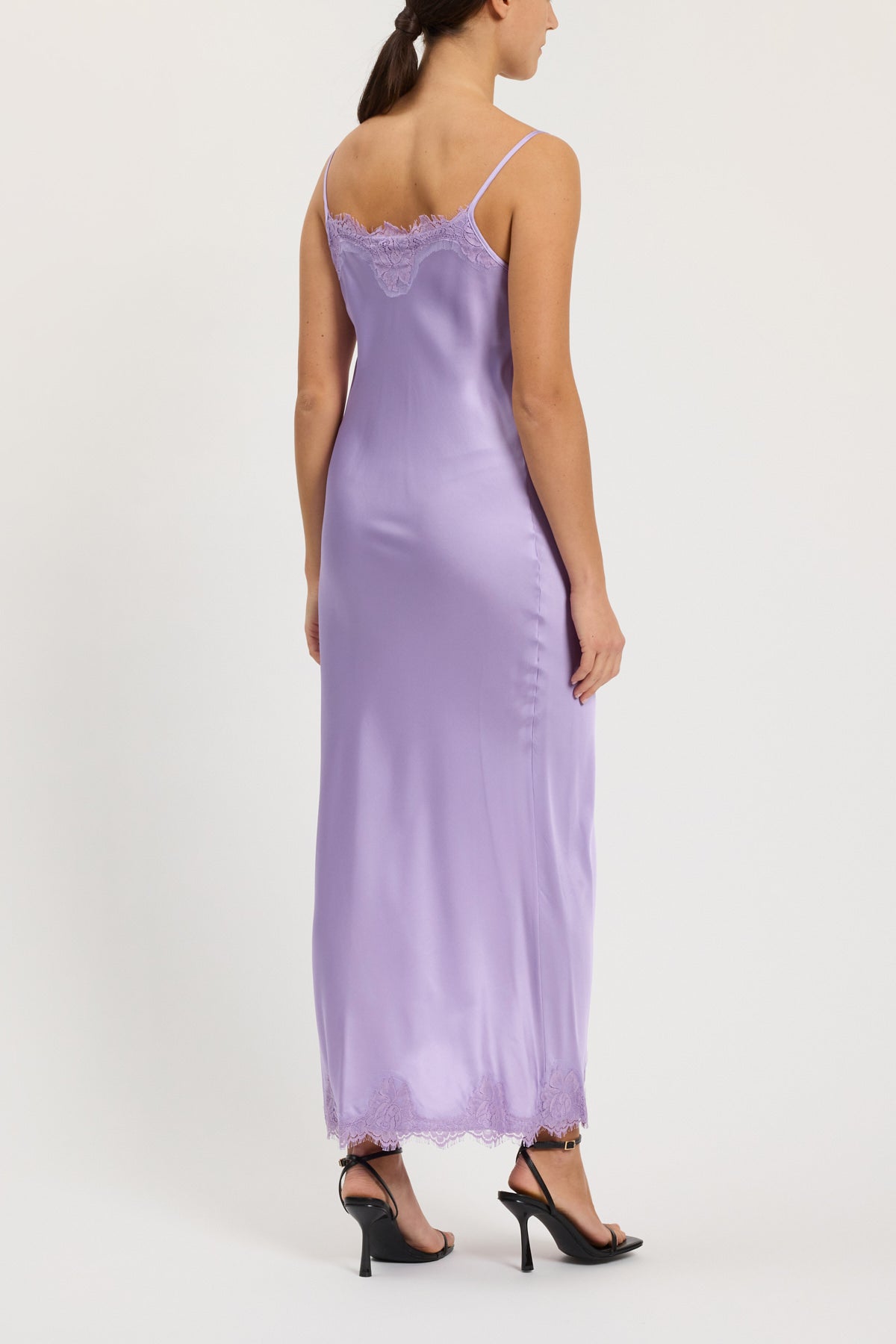 Long slip dress with lace