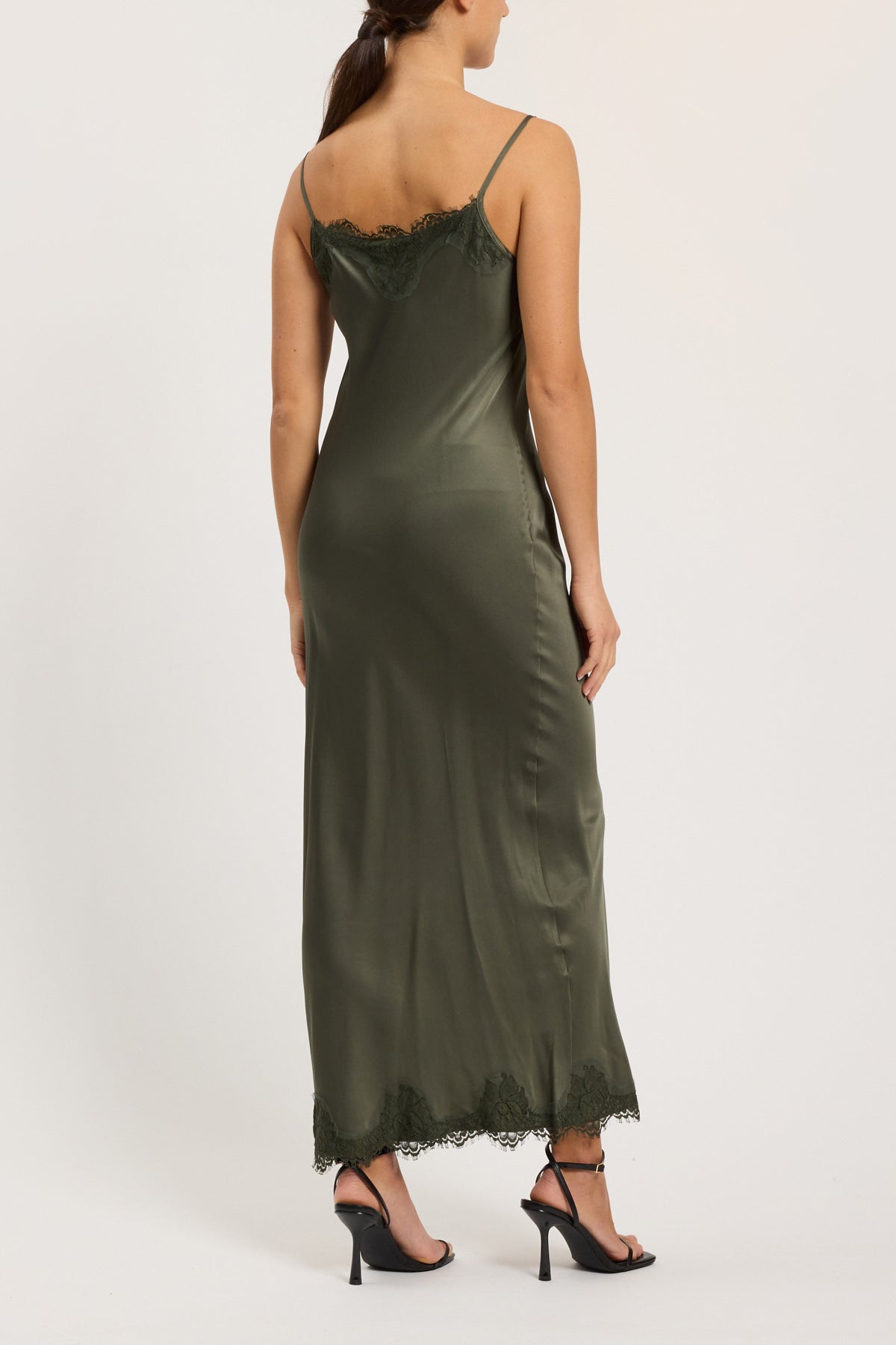 Long slip dress with lace