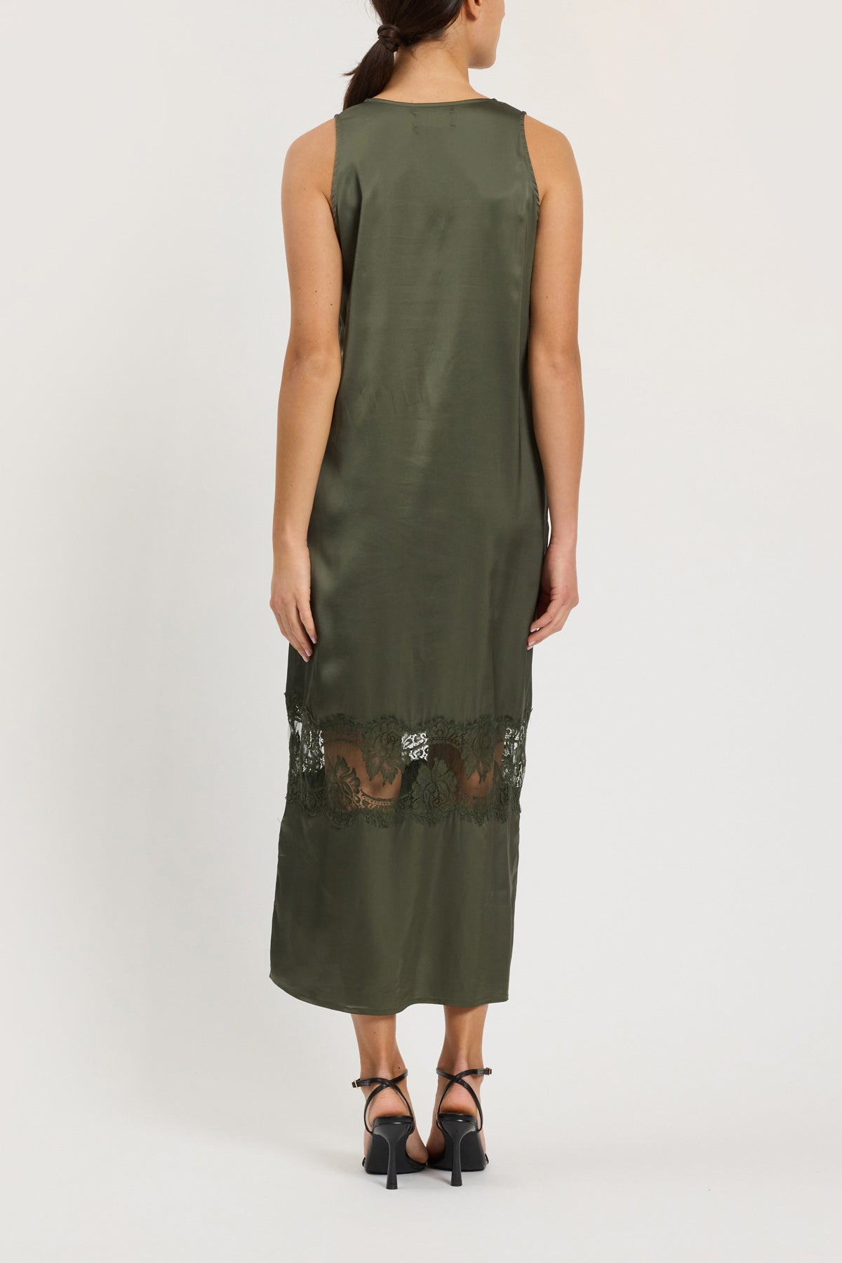 VISCOSE DRESS WITH LACE INSERT