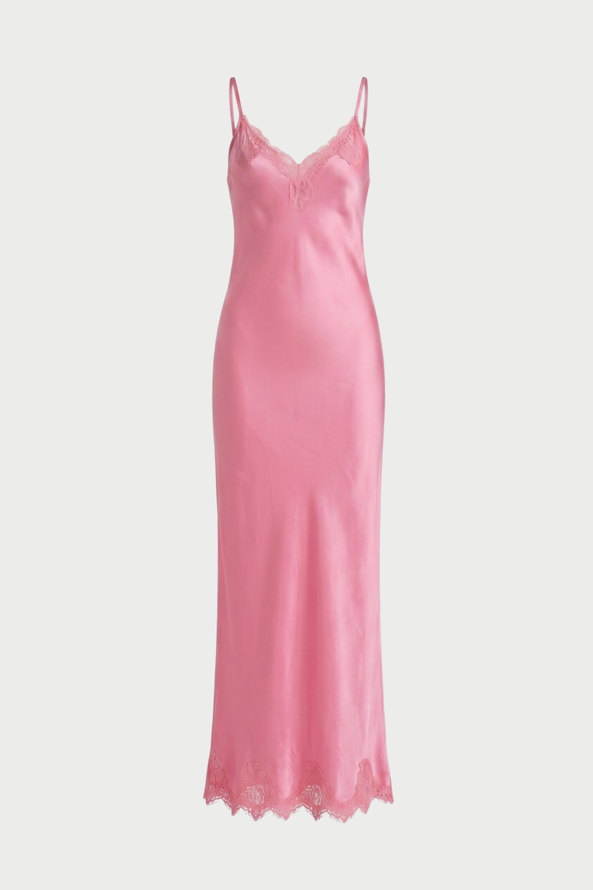 Long slip dress with lace