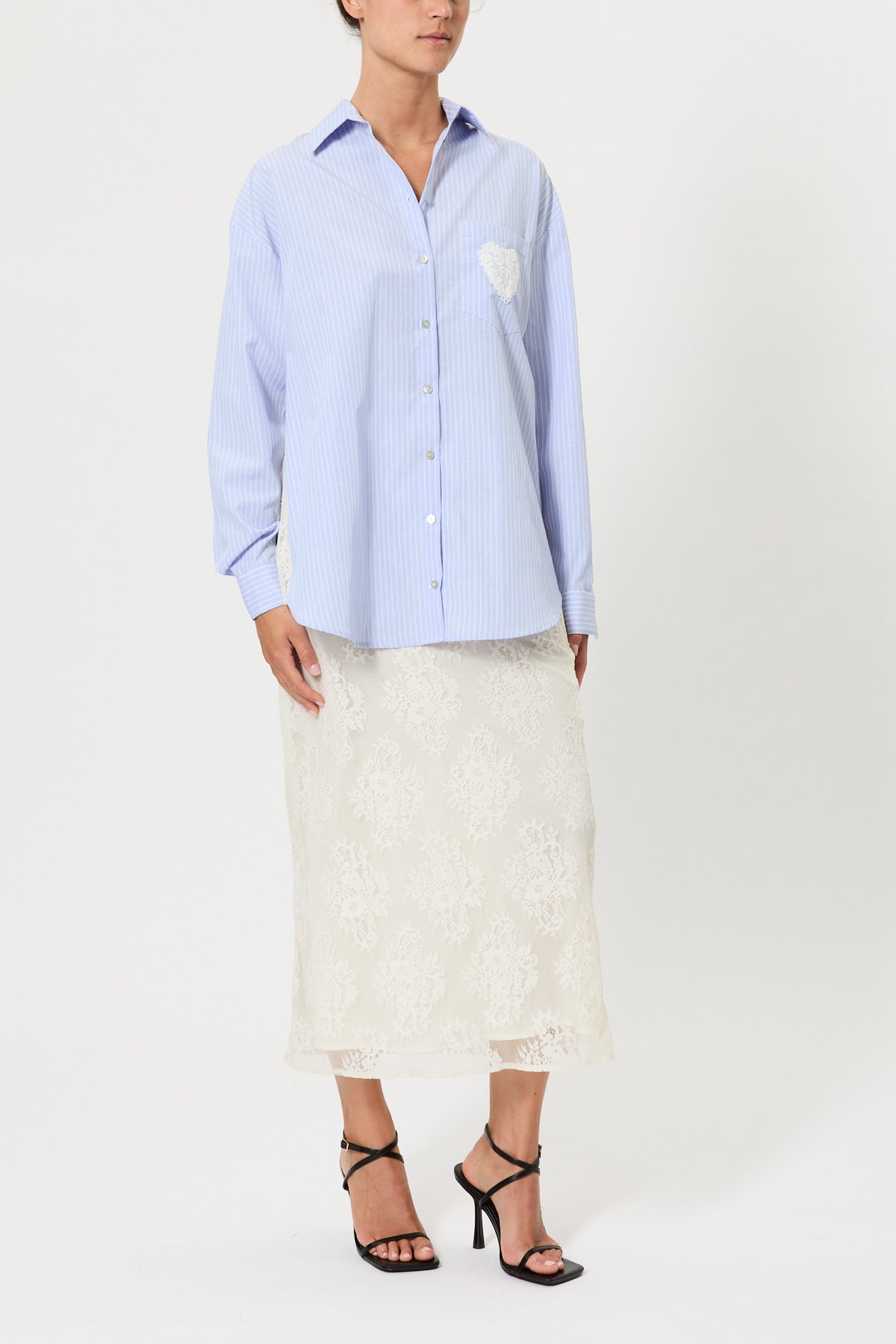 CAMICIA A RIGHE CON SCHIENA IN PIZZO