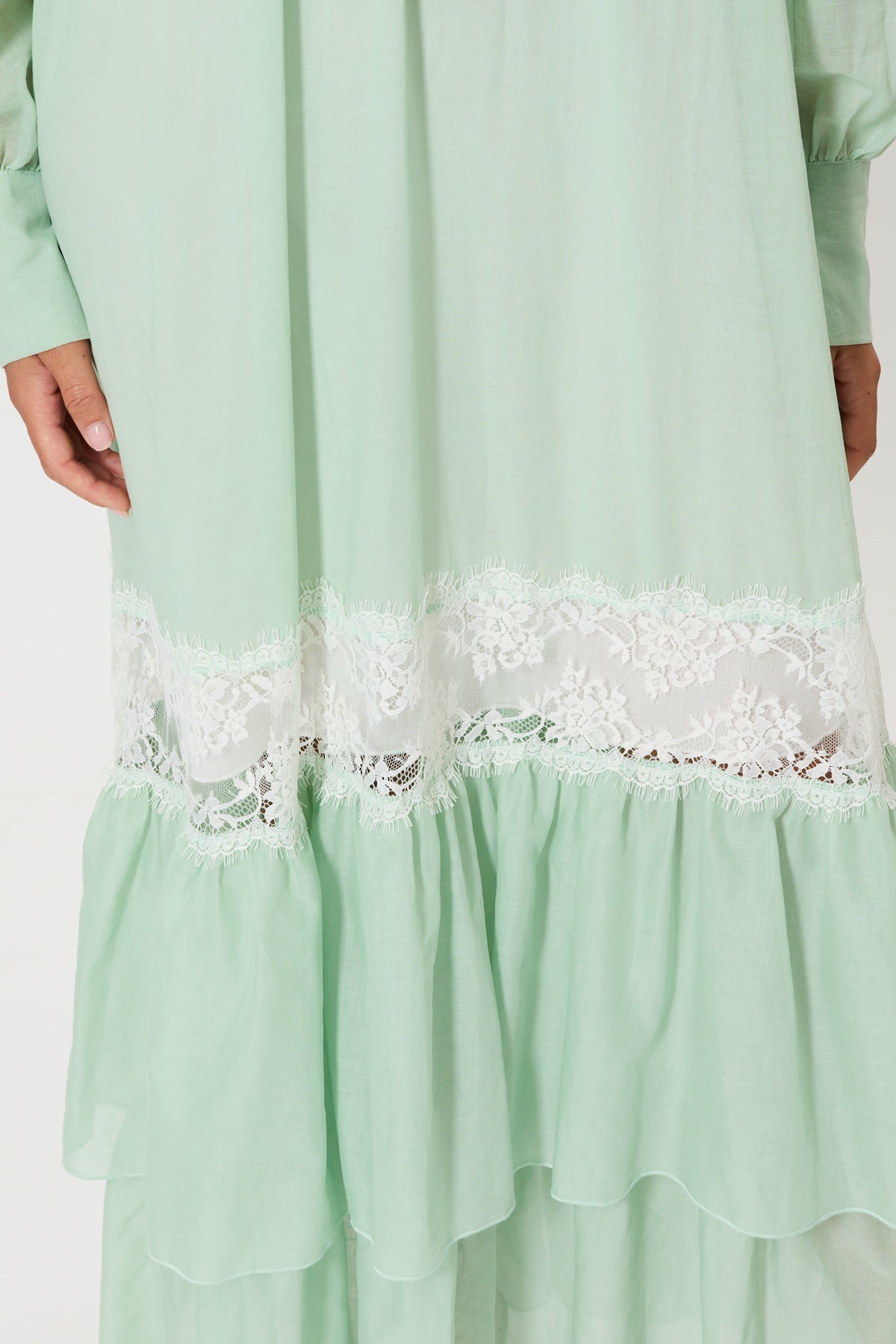 LONG MUSLIN DRESS WITH LACE