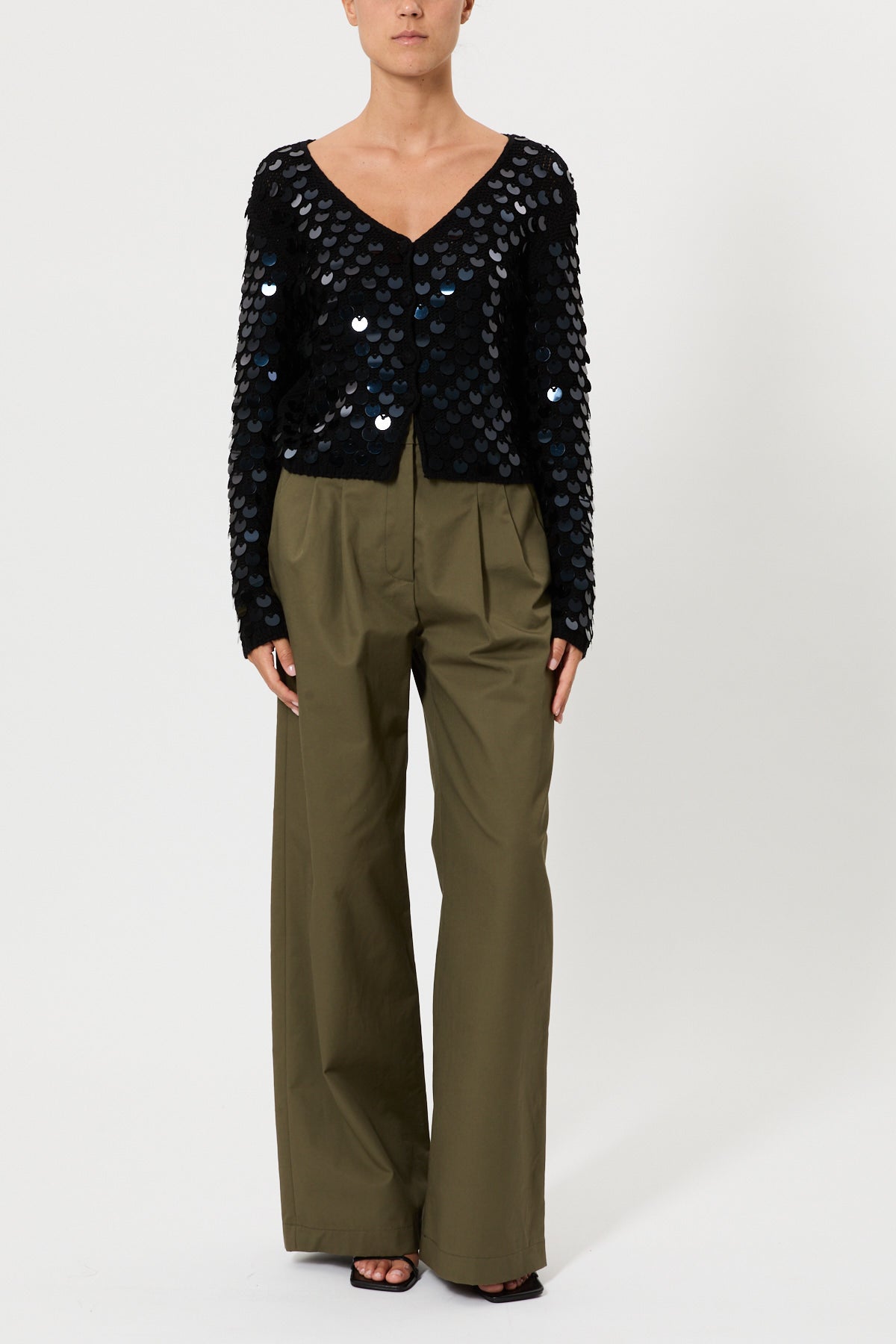 CROP CARDIGAN WITH SEQUINS