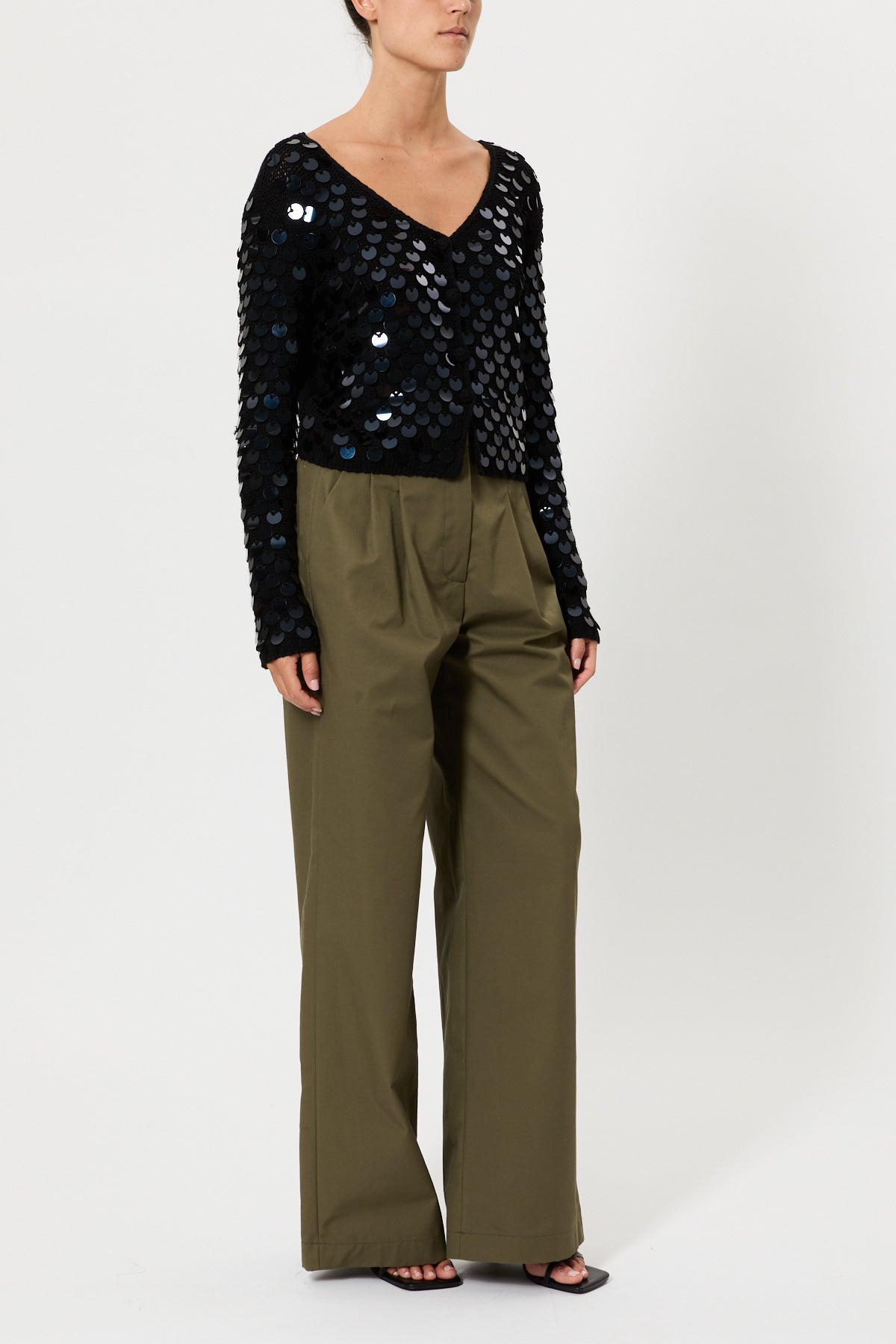 CROP CARDIGAN WITH SEQUINS