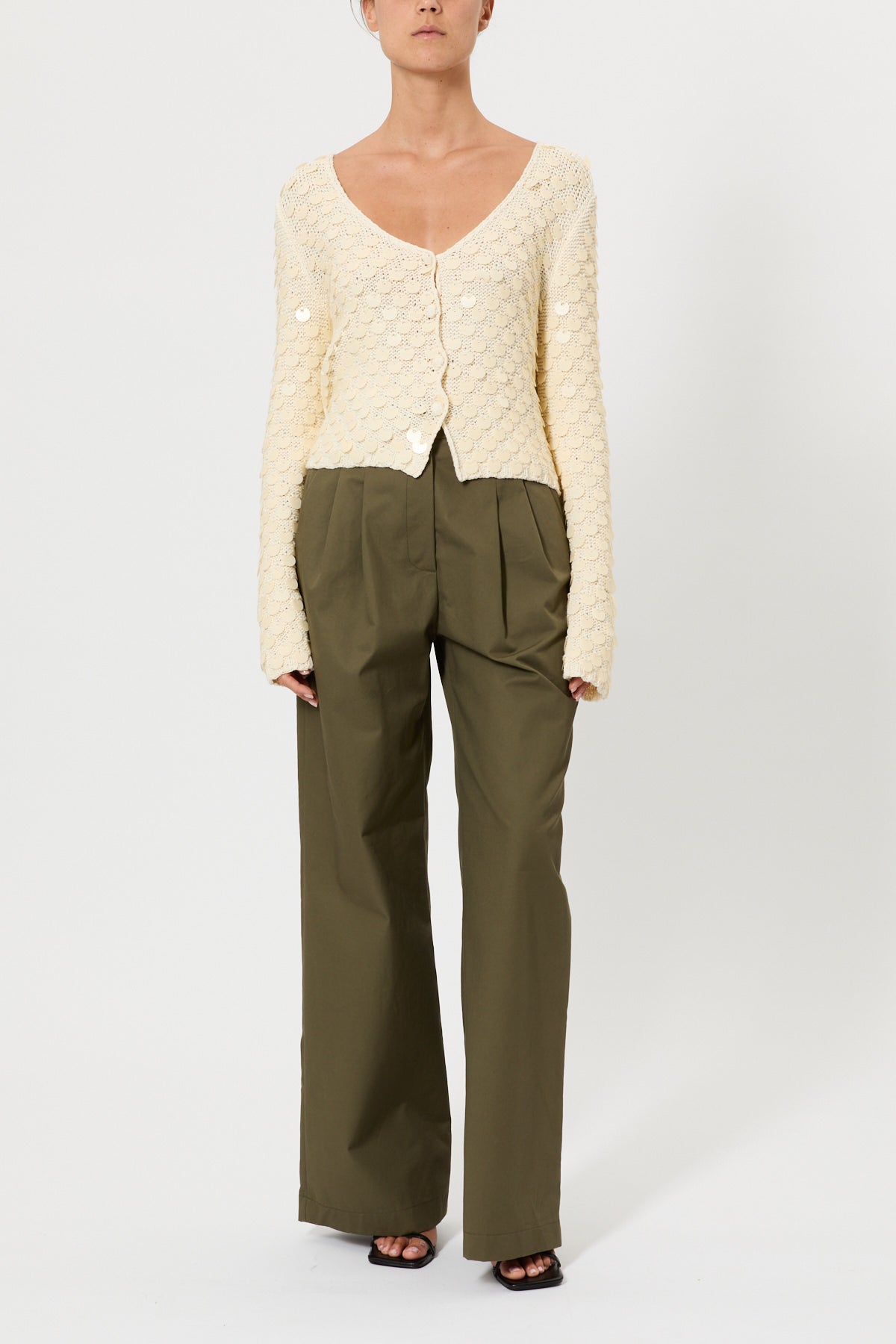 CROP CARDIGAN WITH SEQUINS