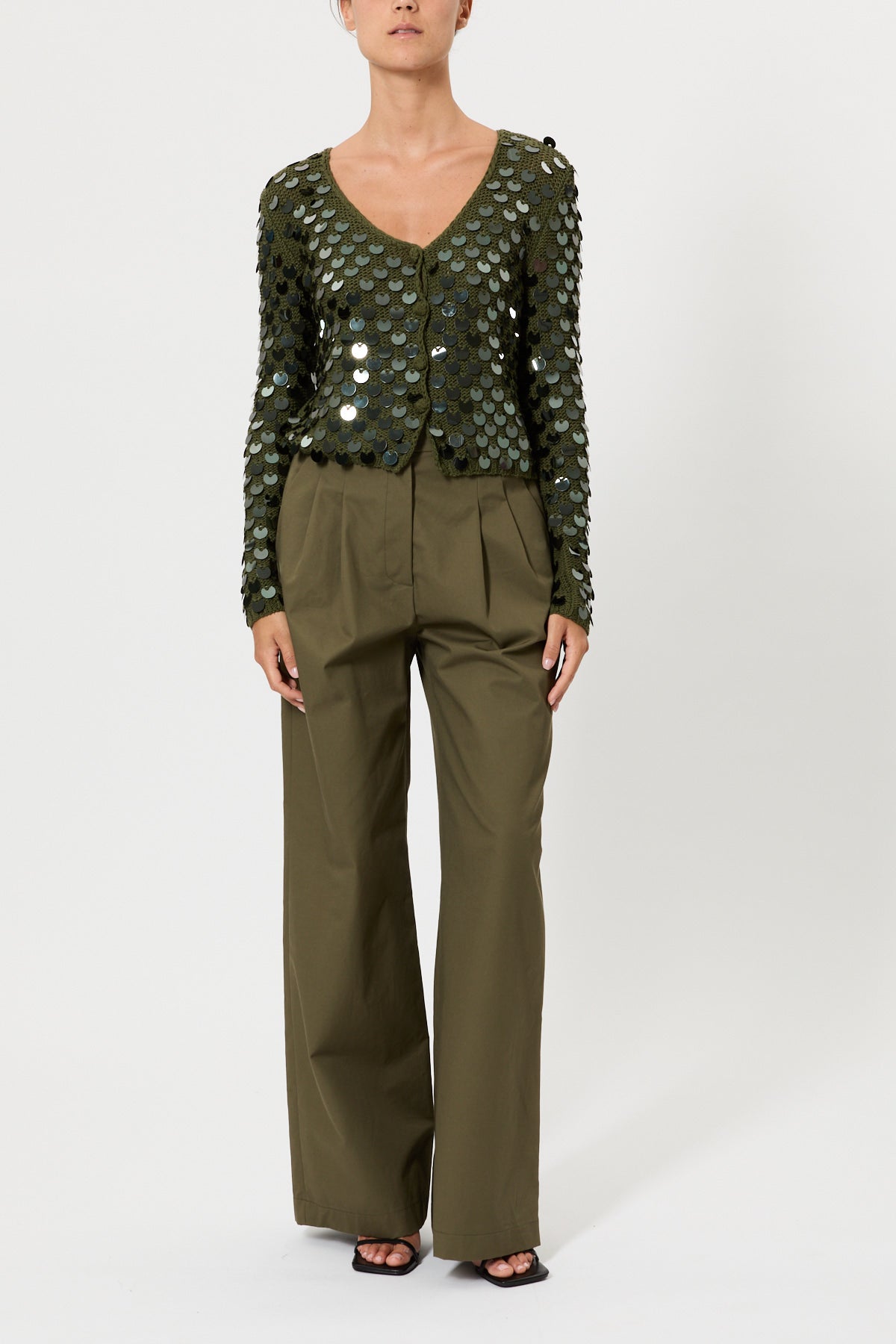 CROP CARDIGAN WITH SEQUINS