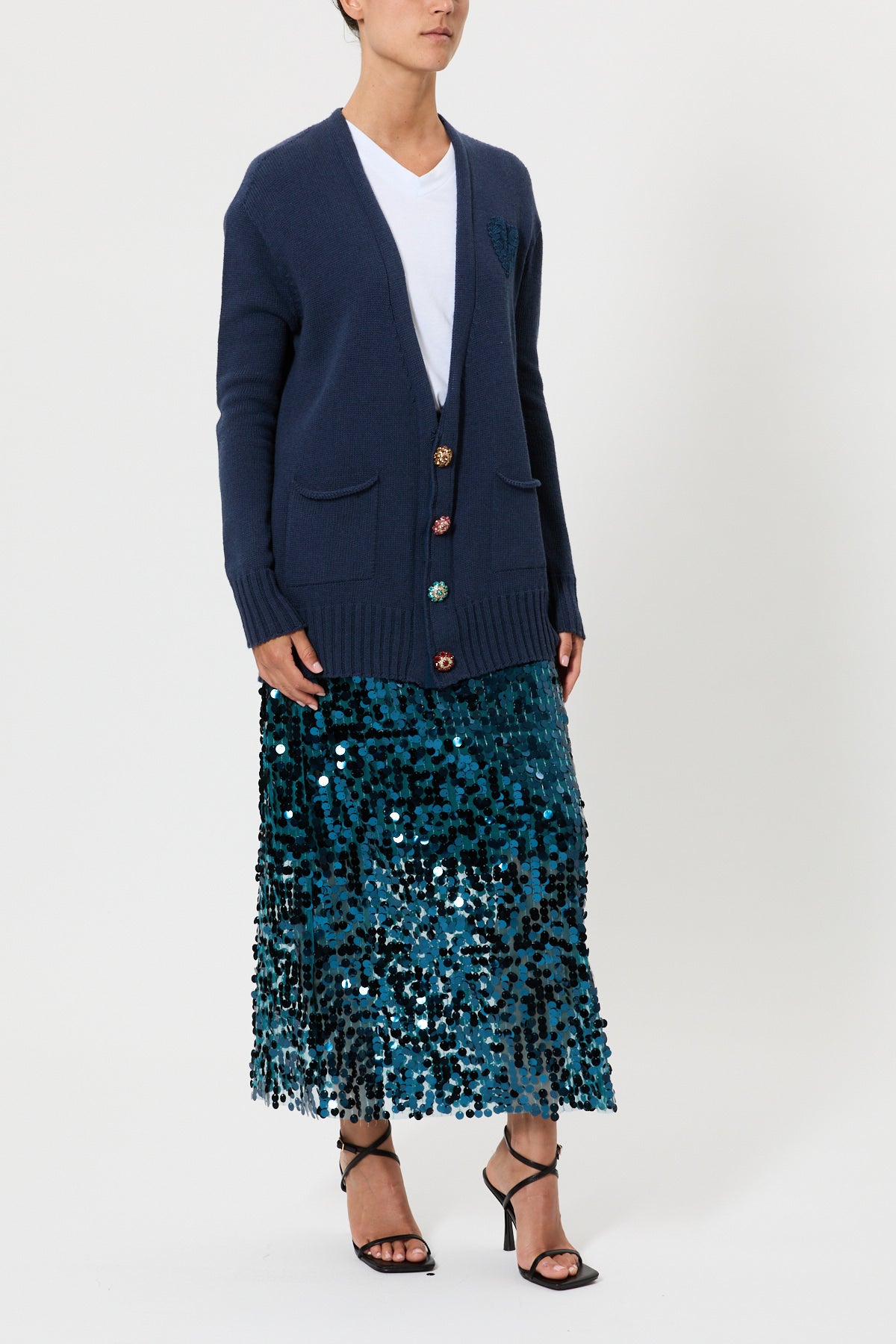 CARDIGAN CON TASCHE E BOTTONI GIOIELLO