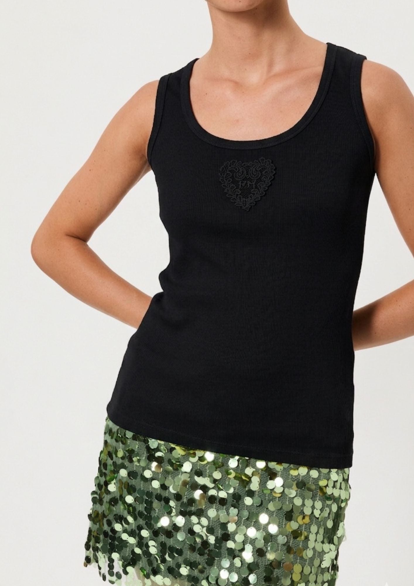 RIBBED TANK TOP WITH LOGO EMBROIDERY