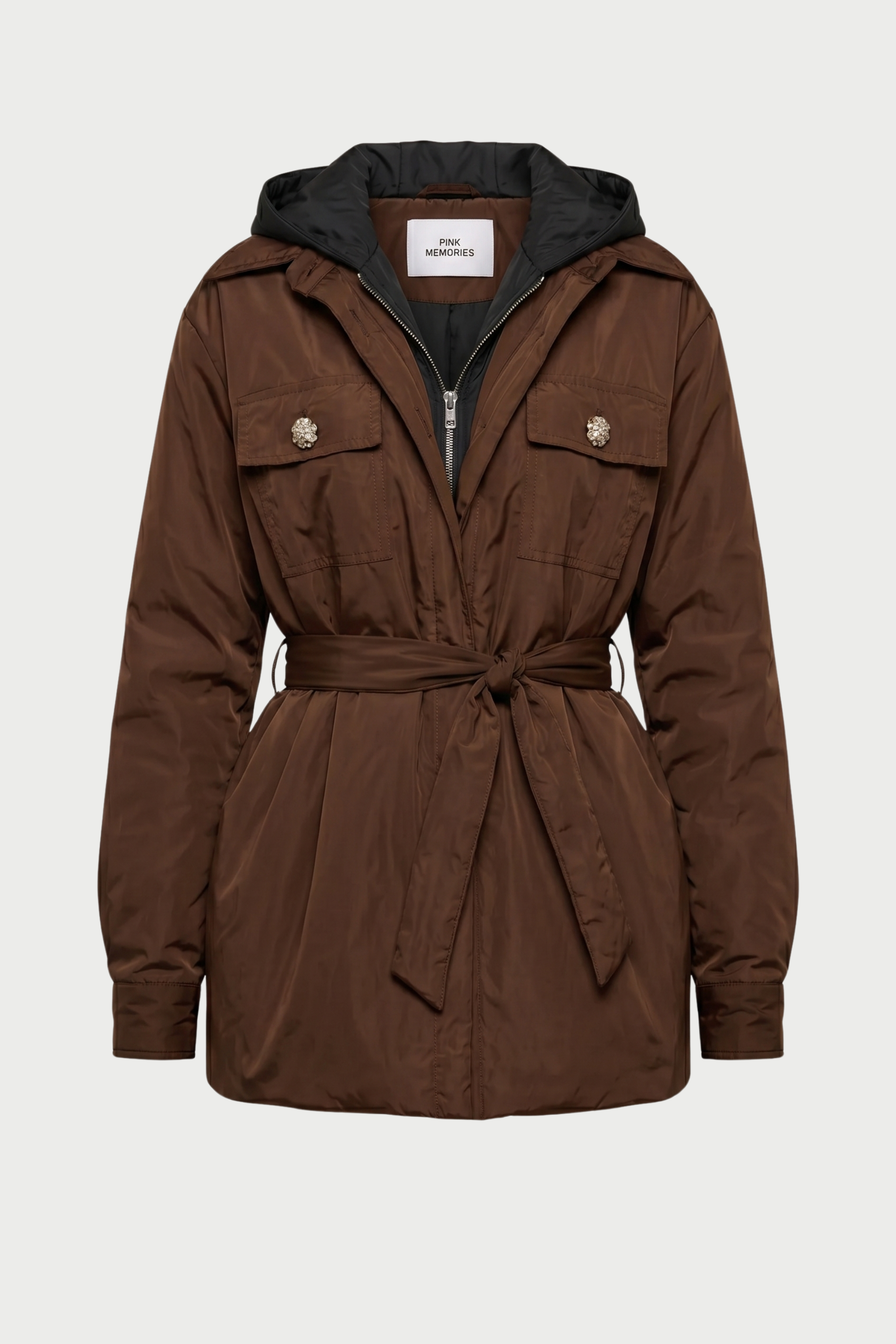 100 GRAM DOUBLE OVERSIZED JACKET WITH HOOD AND BELT