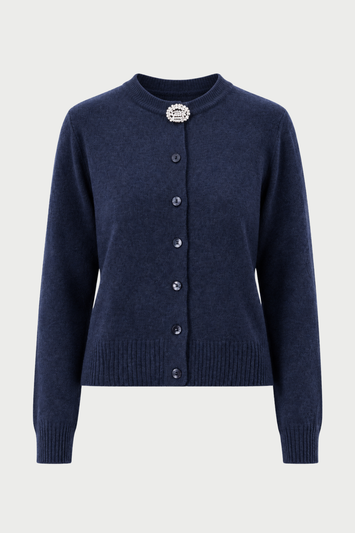 CARDIGAN GIROCOLLO CON SPILLA IN MISTO CASHMERE