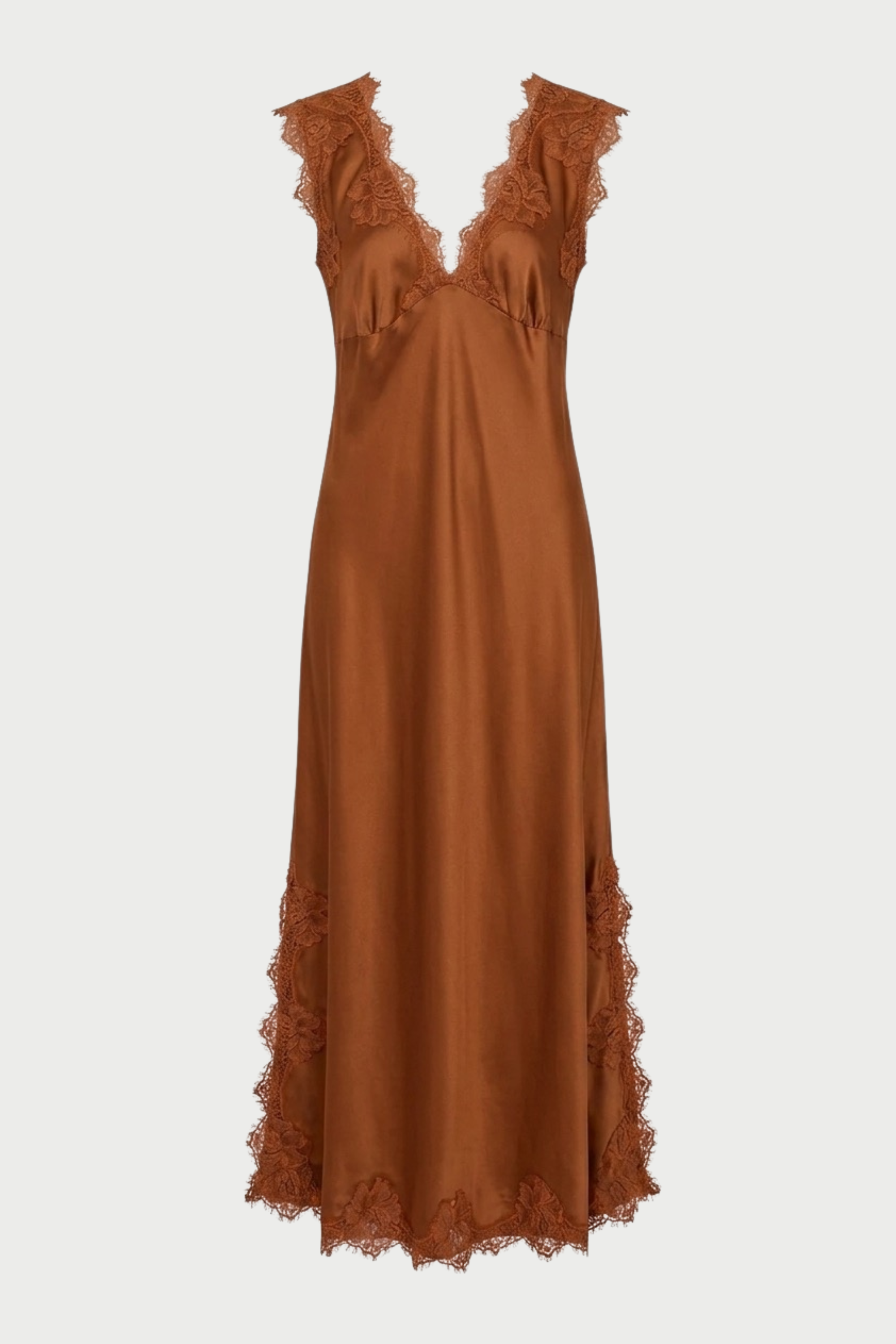 ANDREA WIDE SHOULDER SLIP DRESS IN VISCOSE WITH LACE