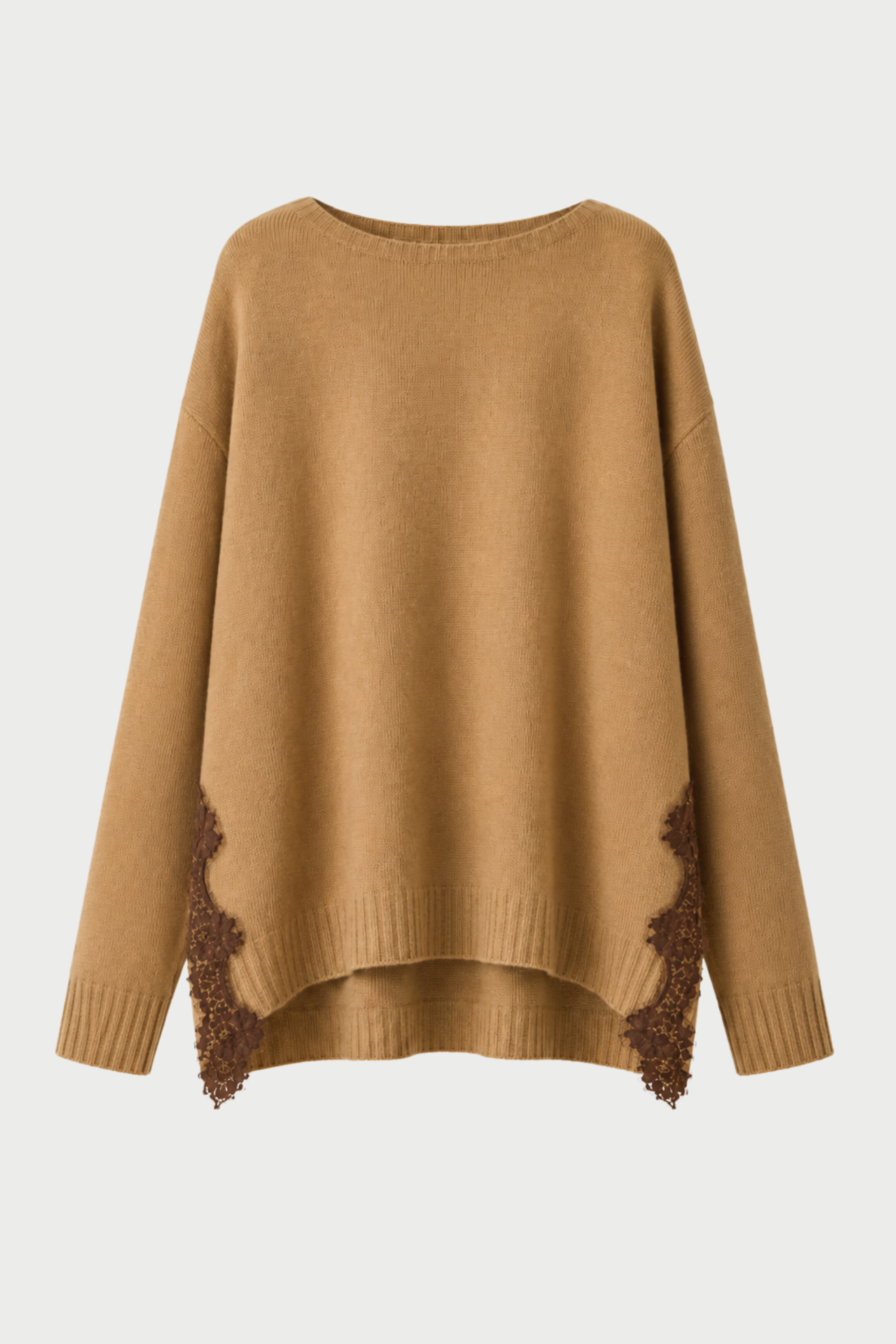 MAGLIA GIROCOLLO CON SPACCO E PIZZO