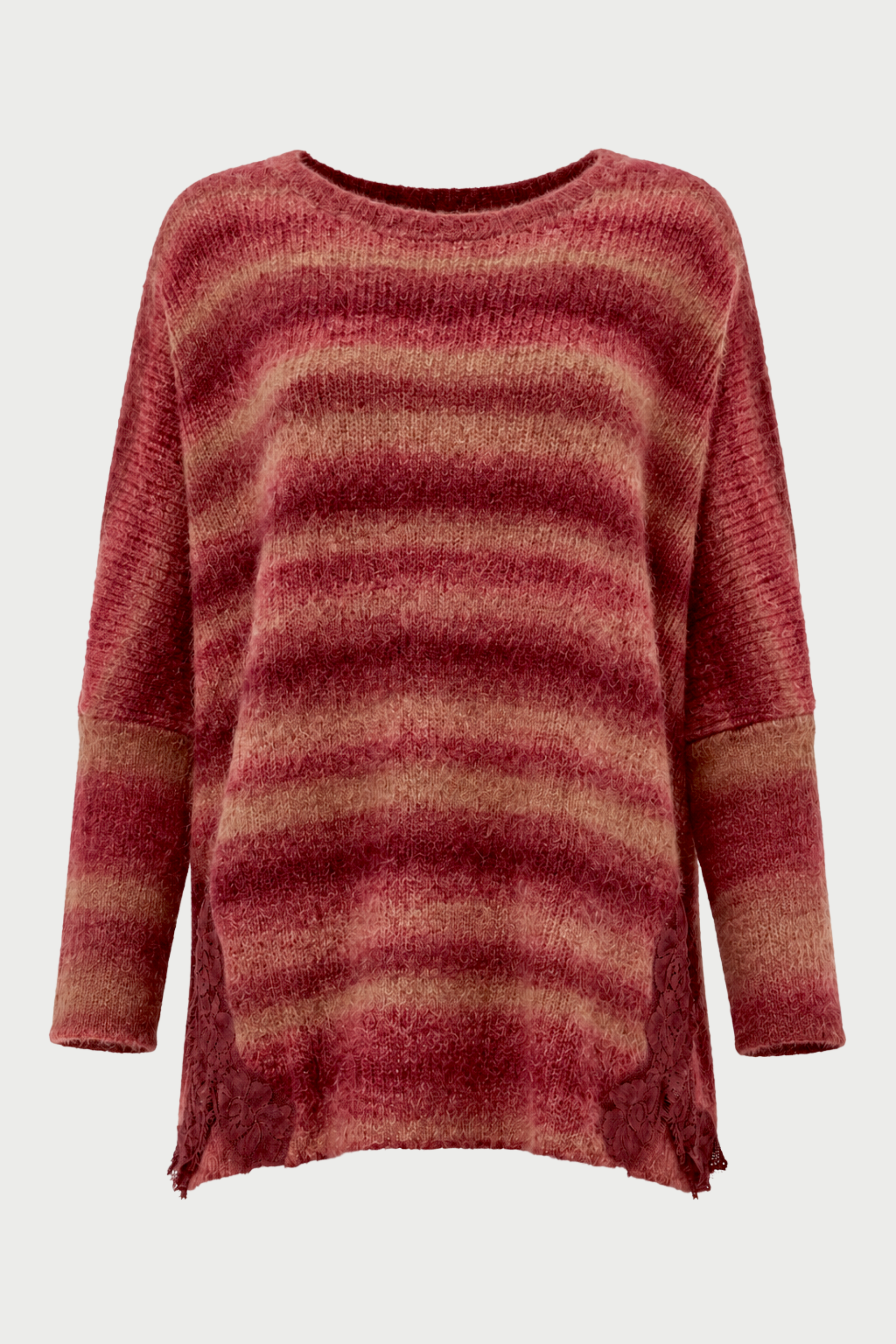 MAGLIA KIMONO CON SPACCO E PIZZO