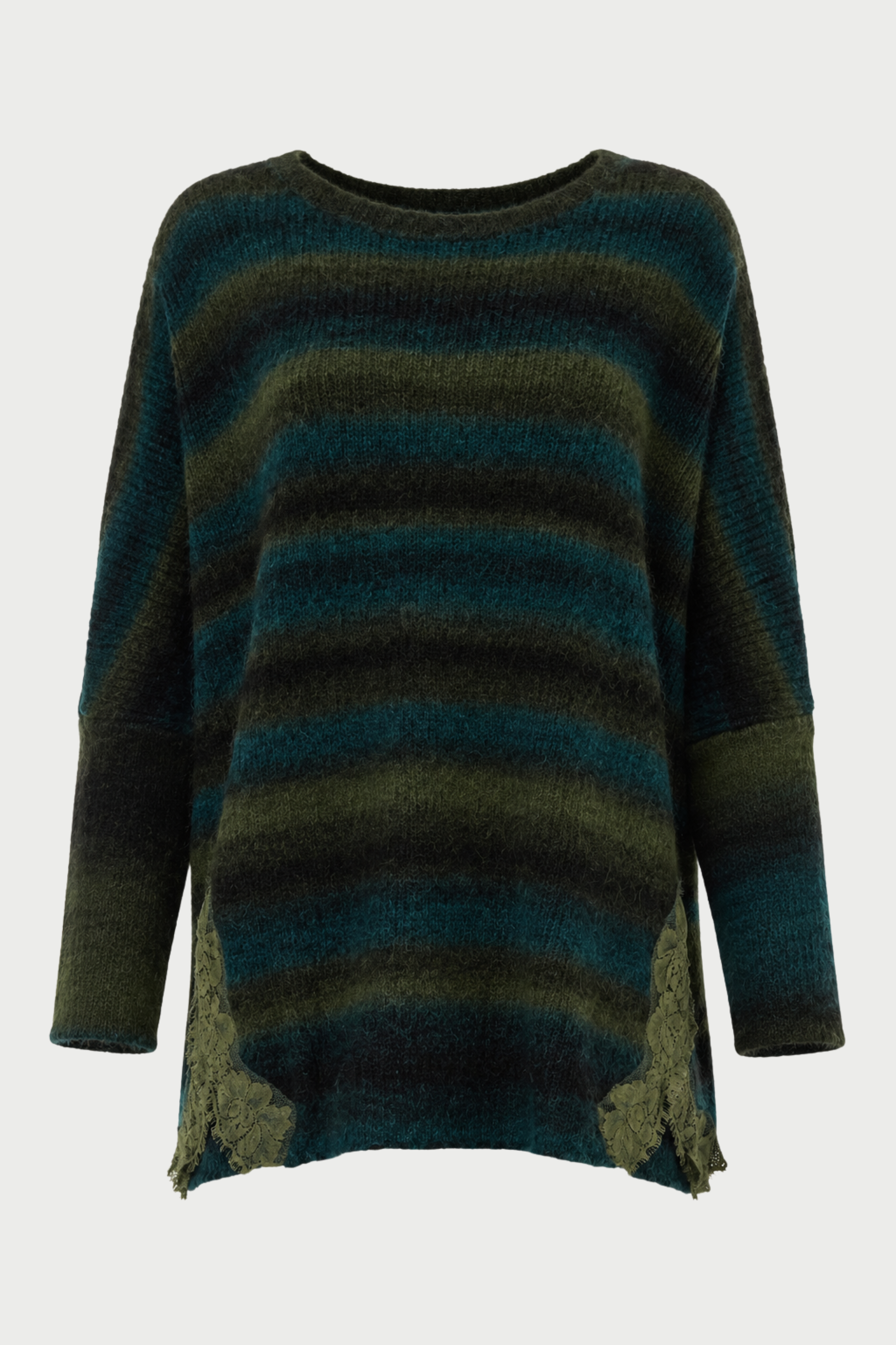 MAGLIA KIMONO CON SPACCO E PIZZO