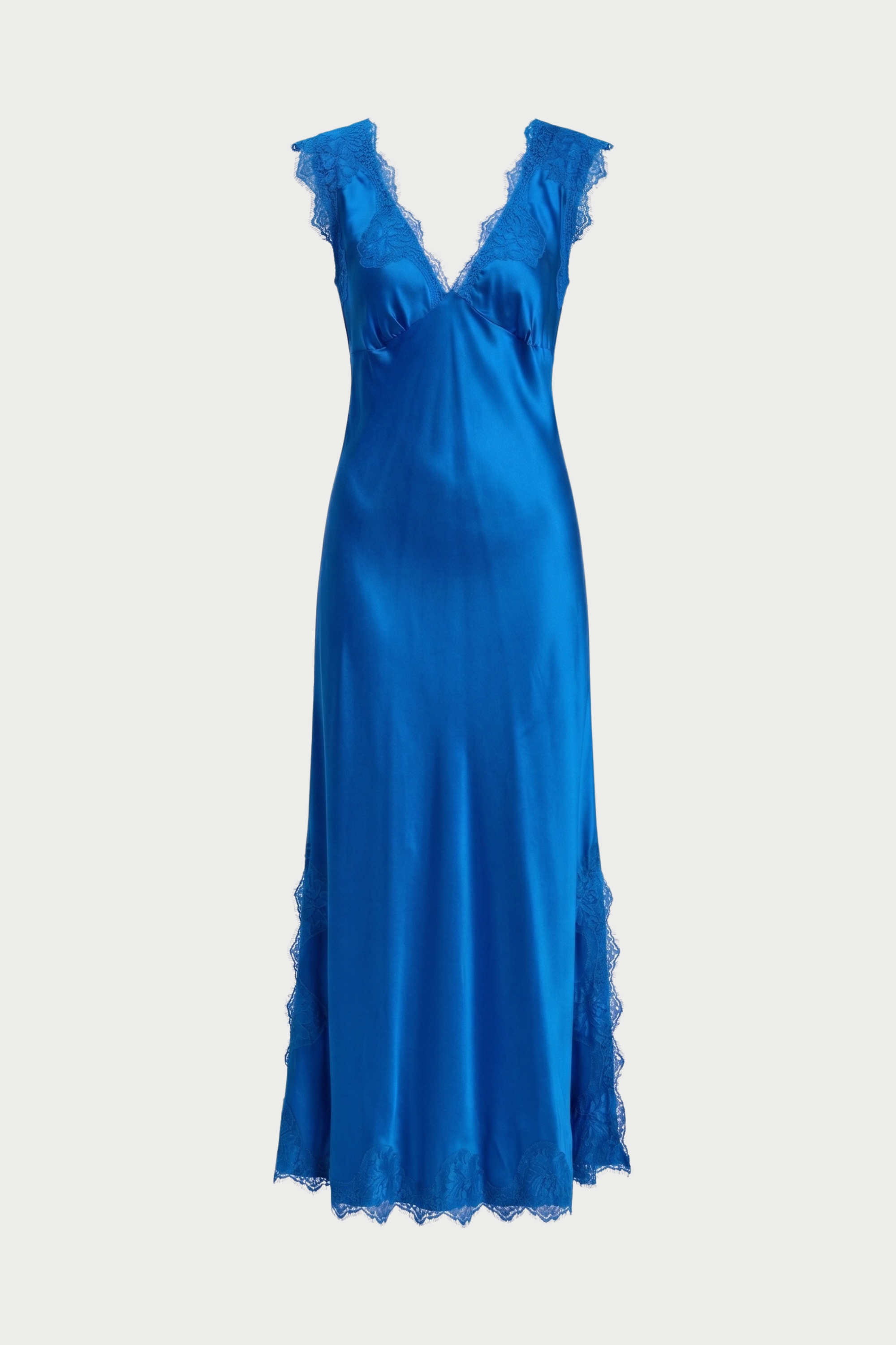 ANDREA WIDE SHOULDER SLIP DRESS IN VISCOSE WITH LACE