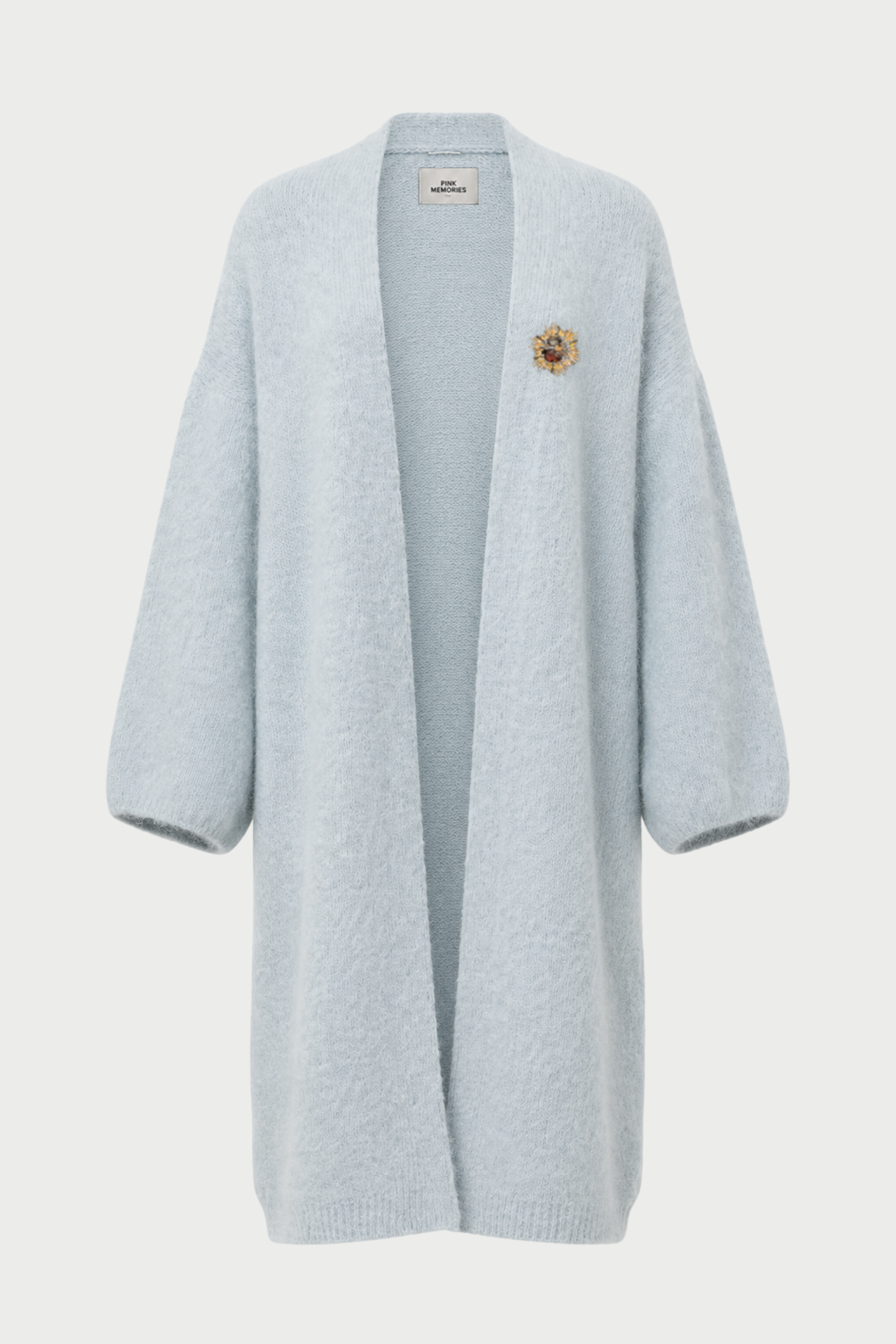 CARDIGAN GARZATO LUNGO CON SPILLA GIOIELLO