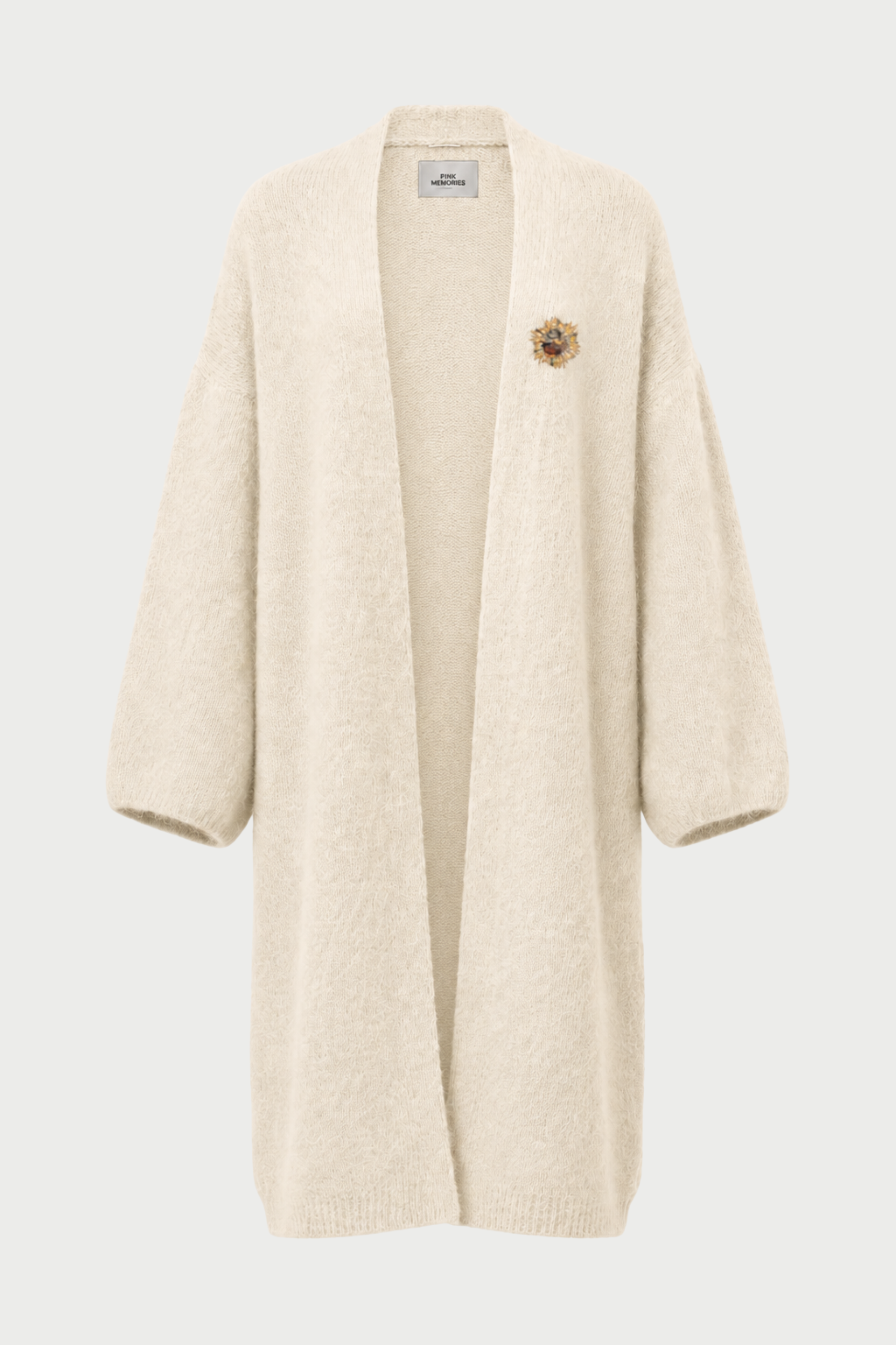 CARDIGAN GARZATO LUNGO CON SPILLA GIOIELLO