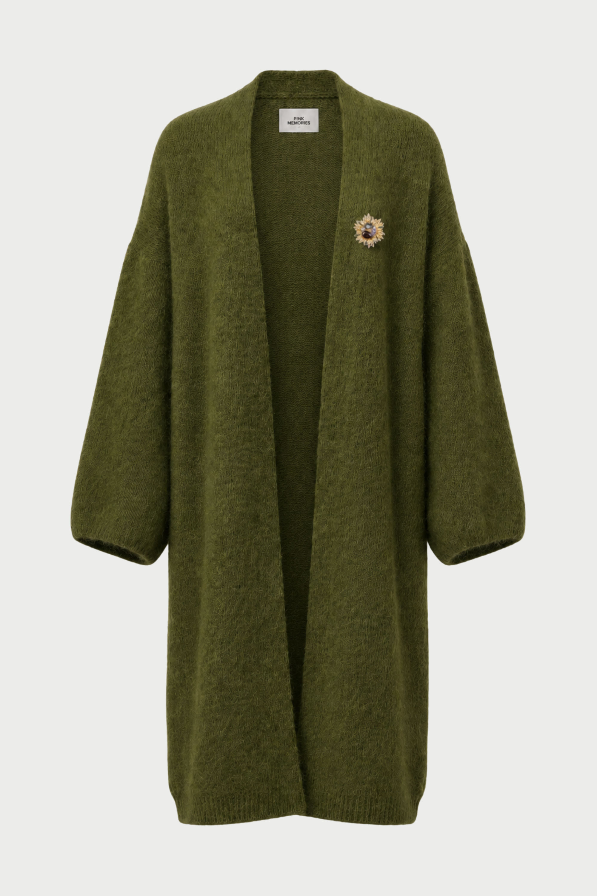 CARDIGAN GARZATO LUNGO CON SPILLA GIOIELLO