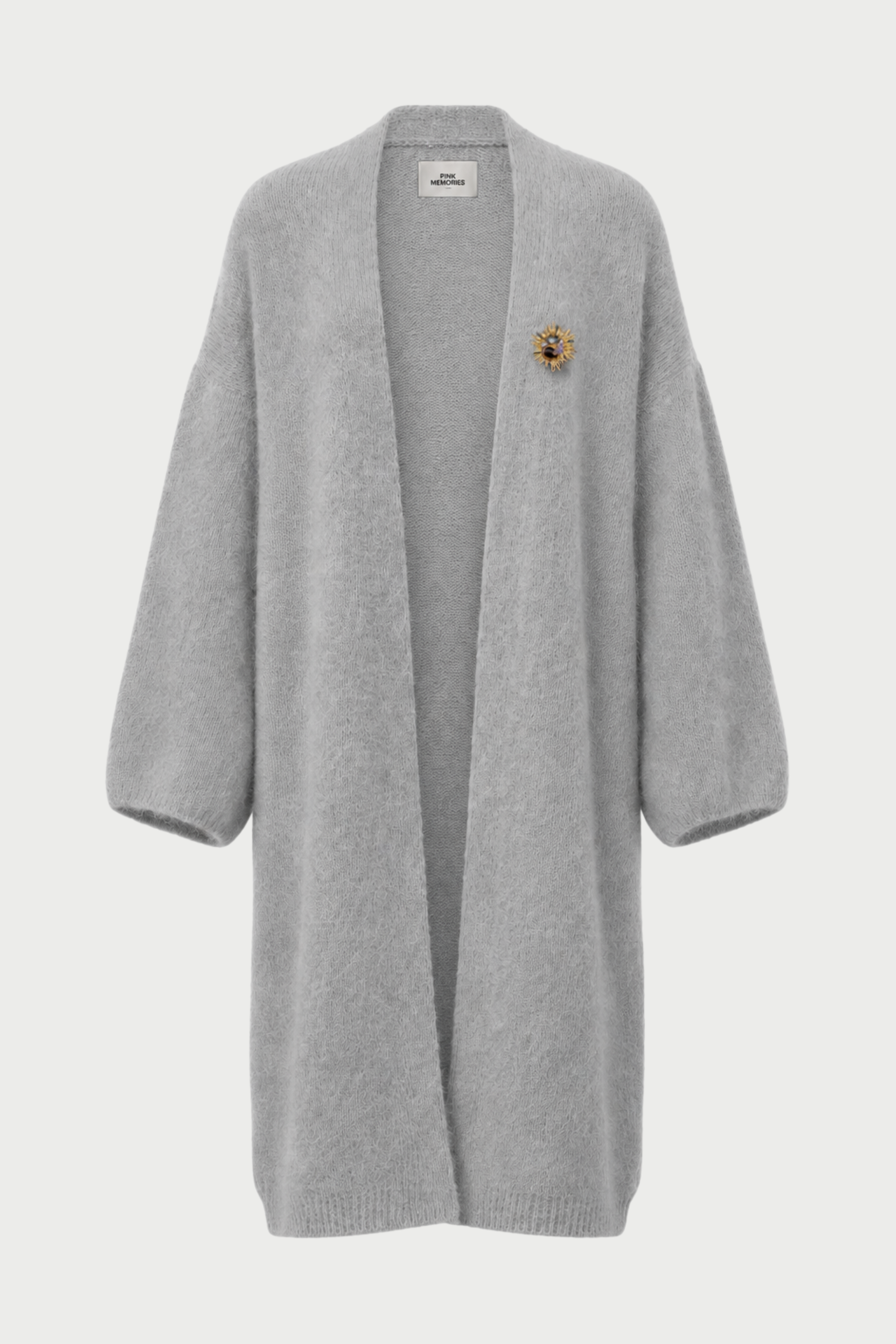 CARDIGAN GARZATO LUNGO CON SPILLA GIOIELLO