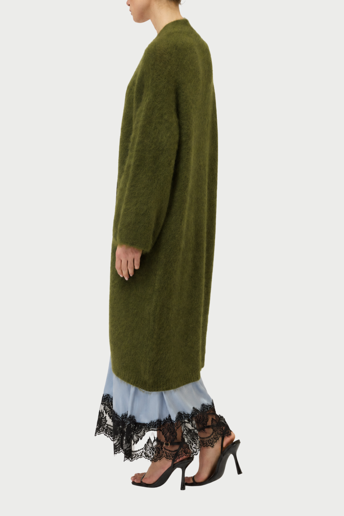 CARDIGAN GARZATO LUNGO CON SPILLA GIOIELLO