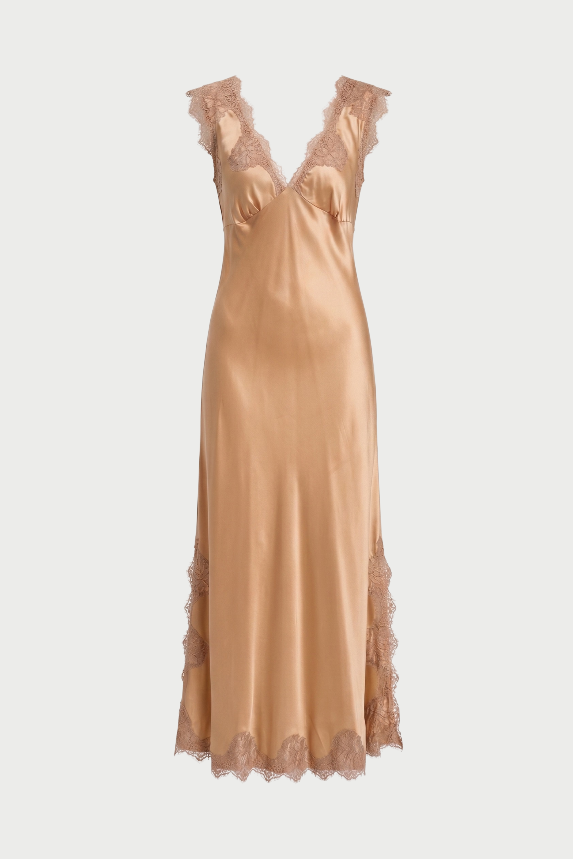 ANDREA WIDE SHOULDER SLIP DRESS IN VISCOSE WITH LACE