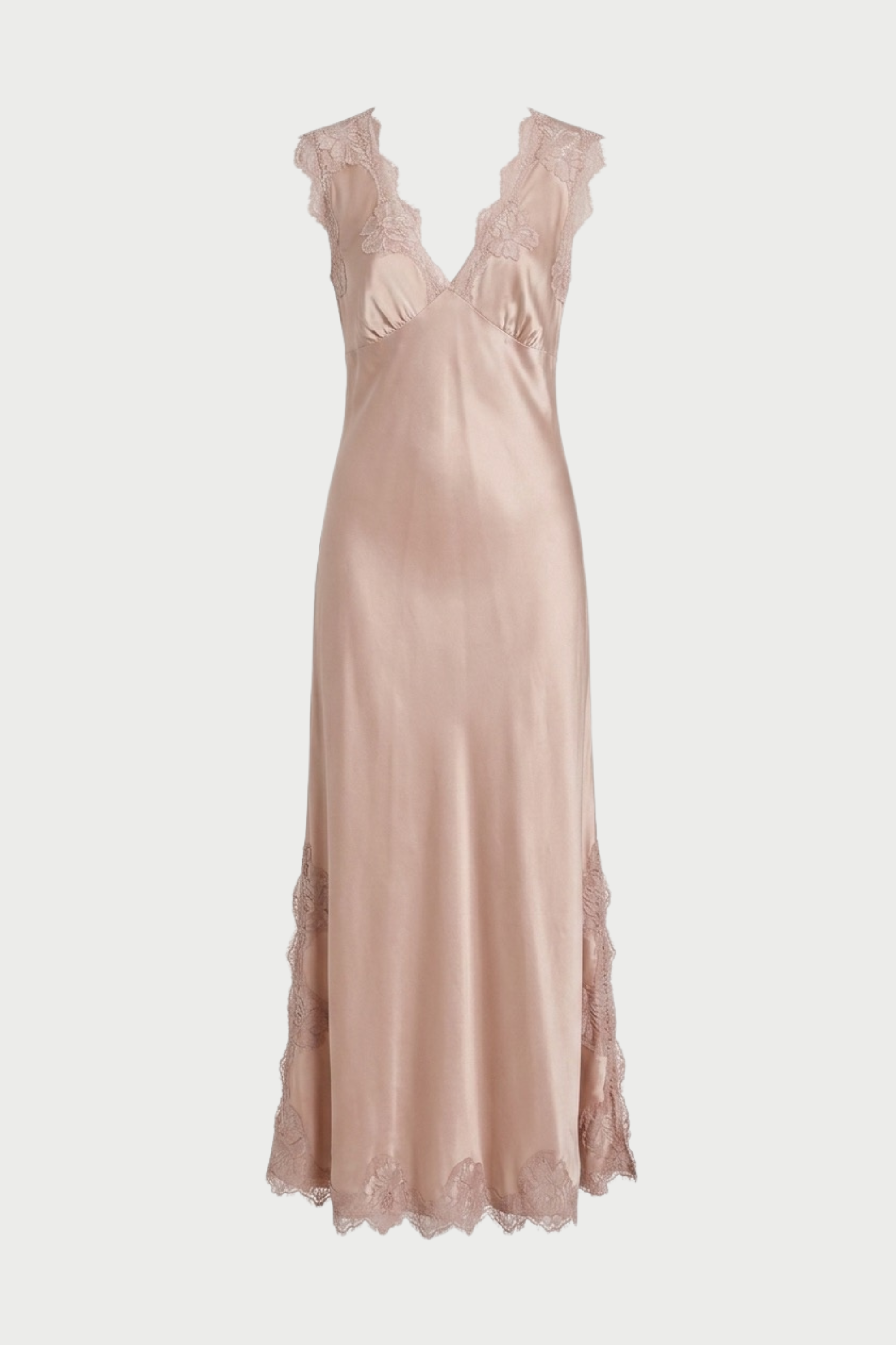 ANDREA WIDE SHOULDER SLIP DRESS IN VISCOSE WITH LACE