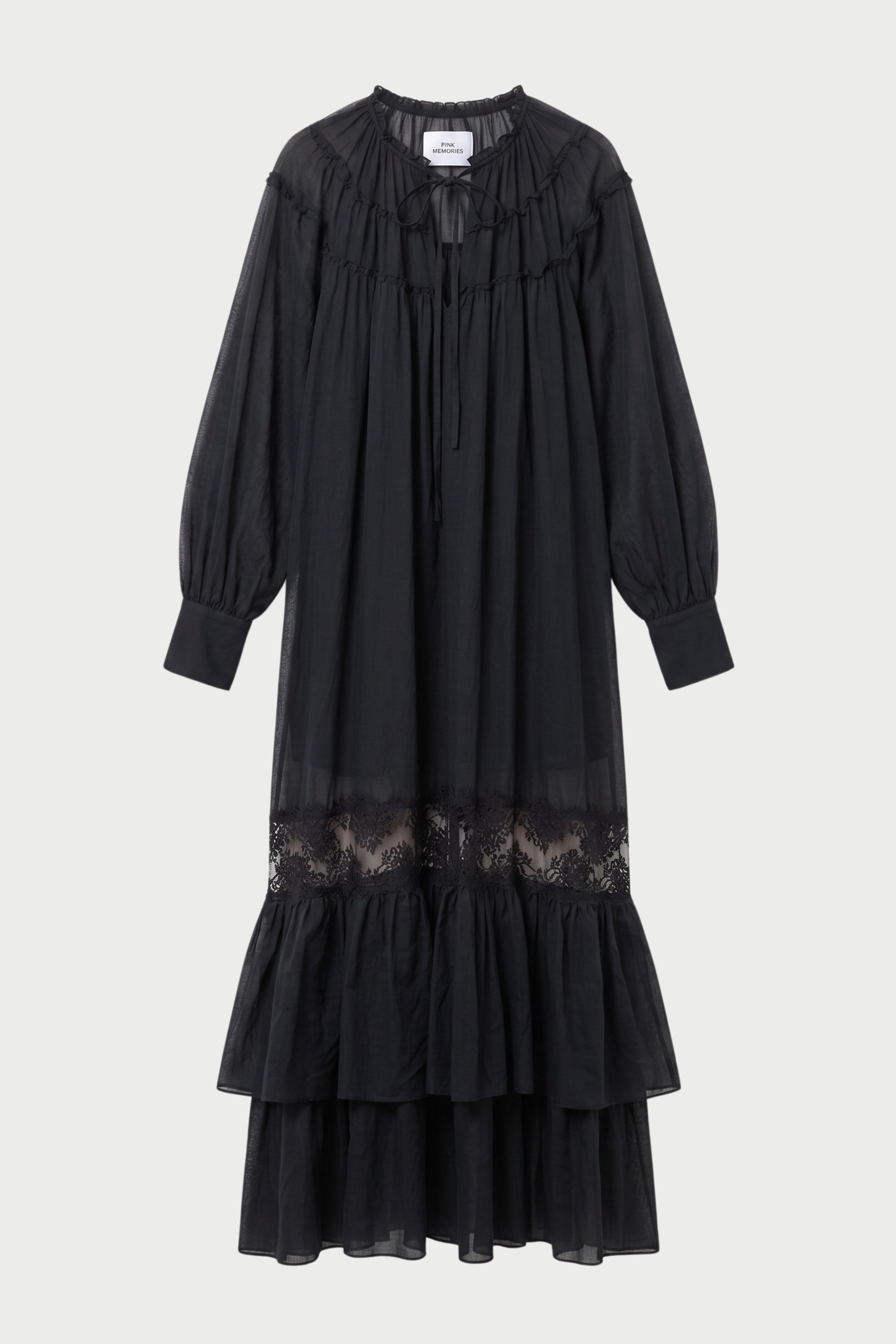 LONG MUSLIN DRESS WITH LACE