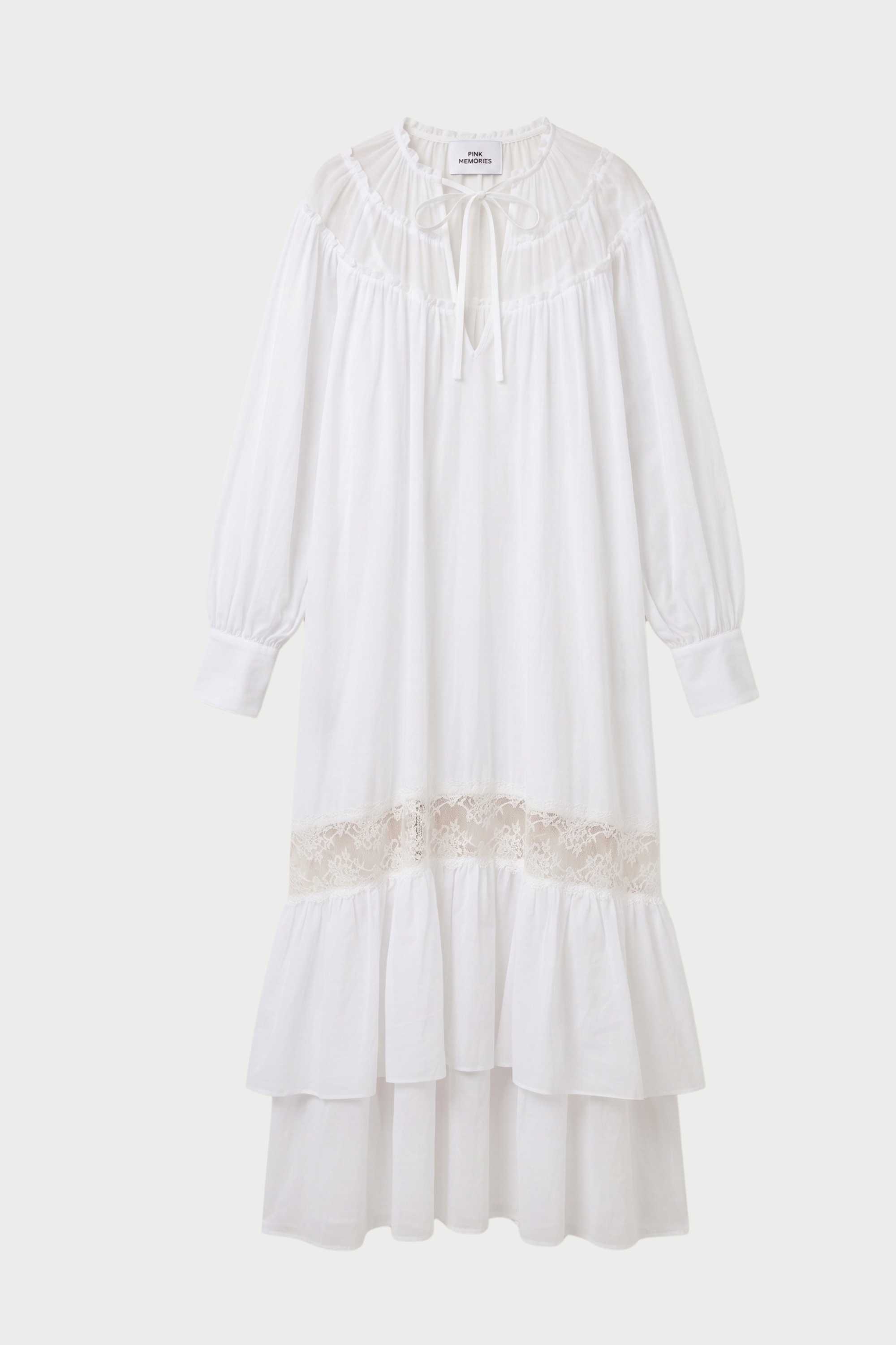 LONG MUSLIN DRESS WITH LACE