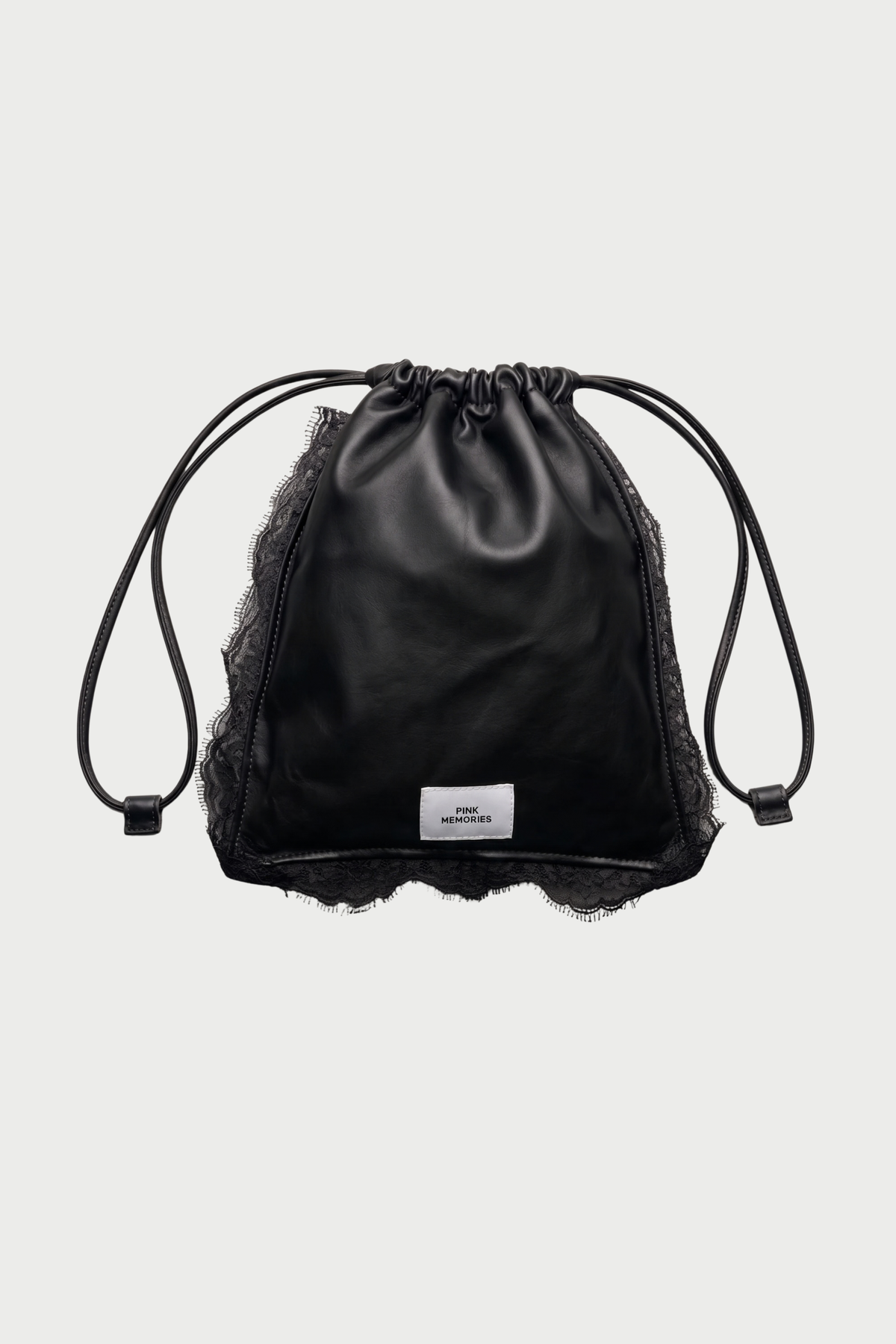 GENUINE LEATHER BAG WITH EMBROIDERED LACE INSERT
