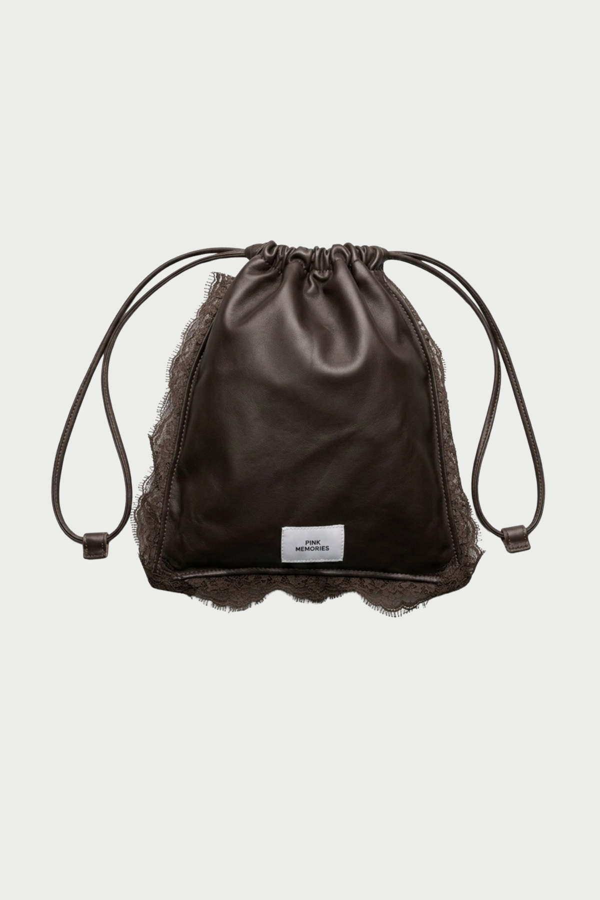 GENUINE LEATHER BAG WITH EMBROIDERED LACE INSERT