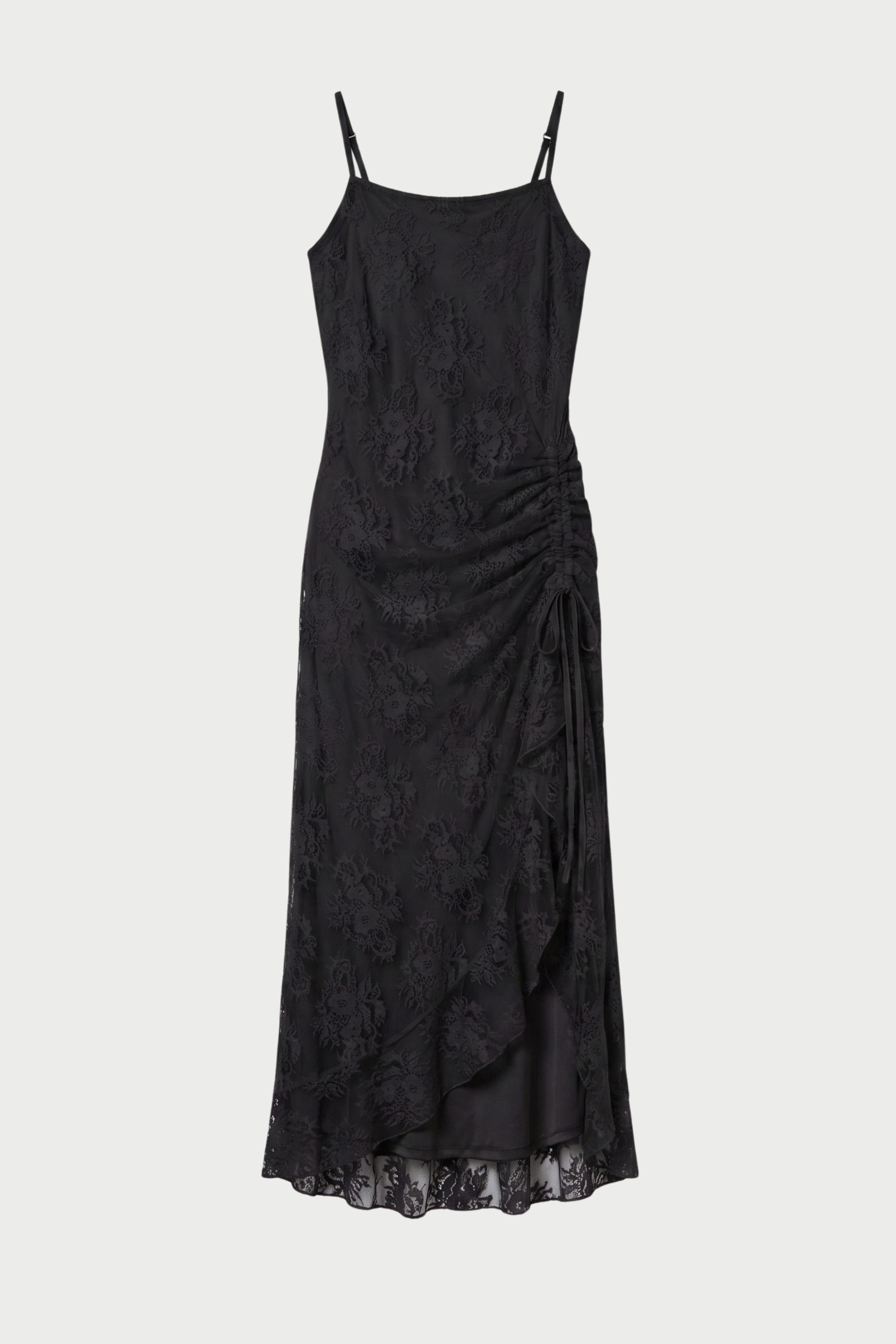 SLIP DRESS WITH LACE DRAPING