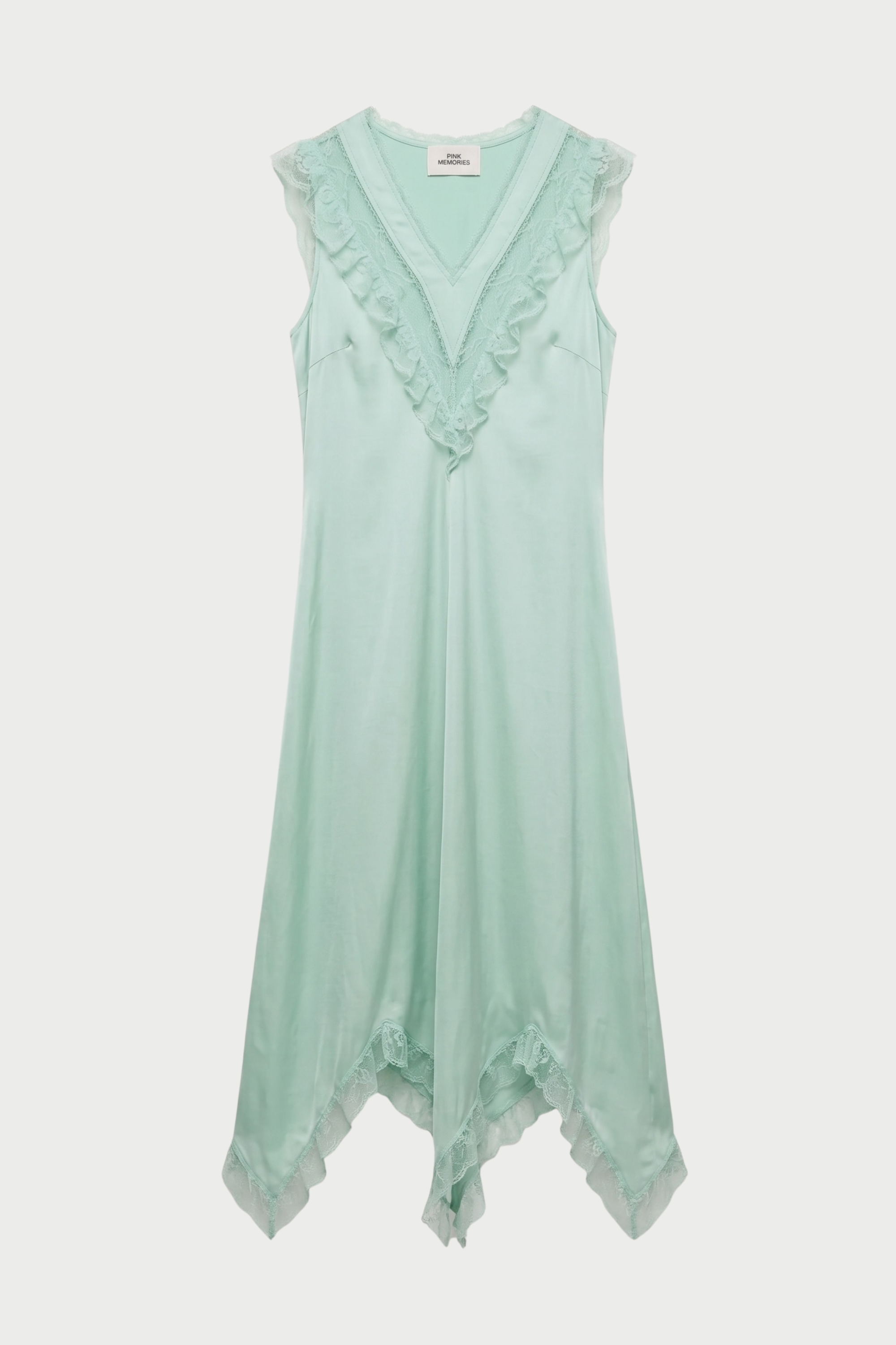 SLIP DRESS SPALLA LARGA IN RASO CON PIZZO