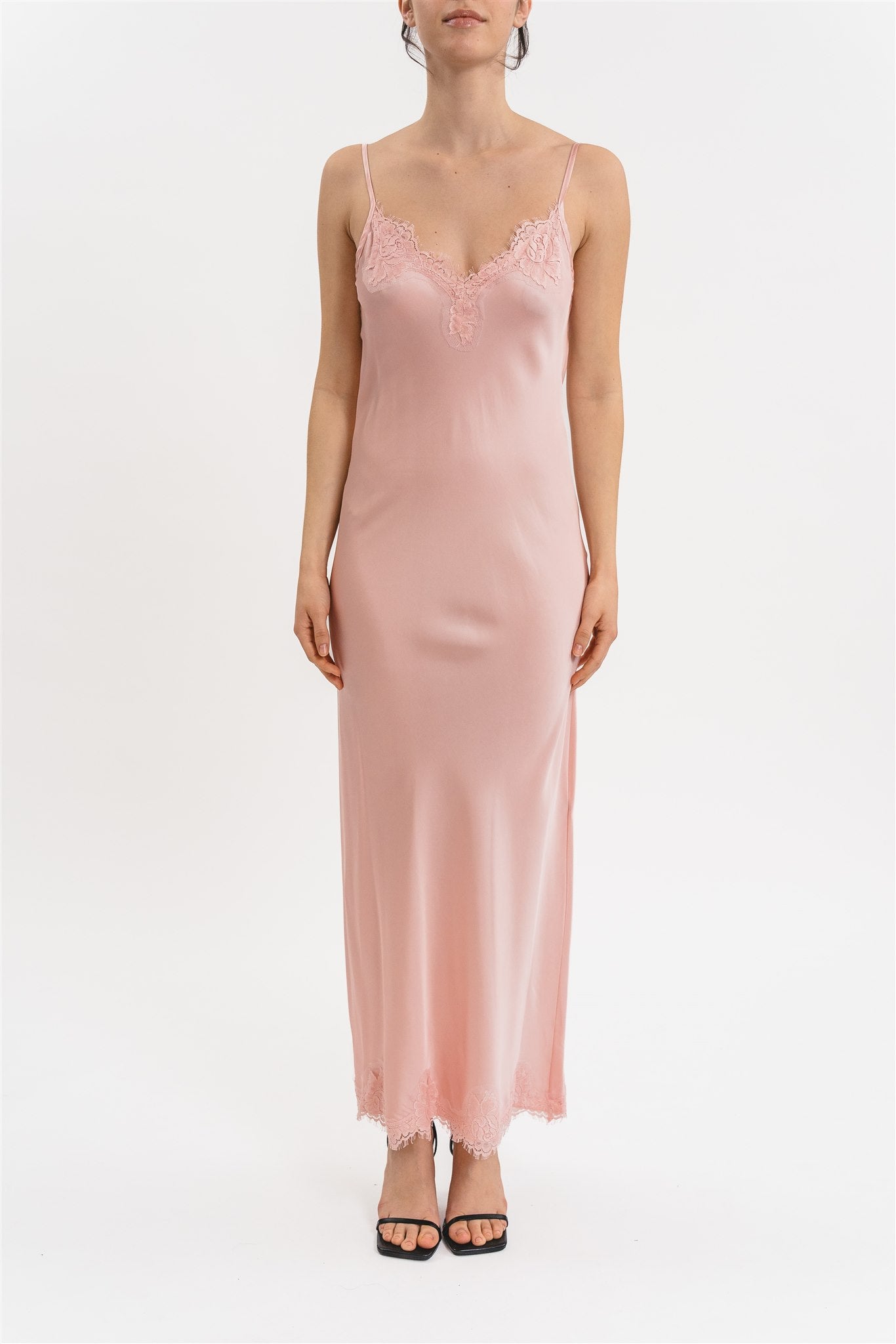 Slip Dress lunga rosa frontale 