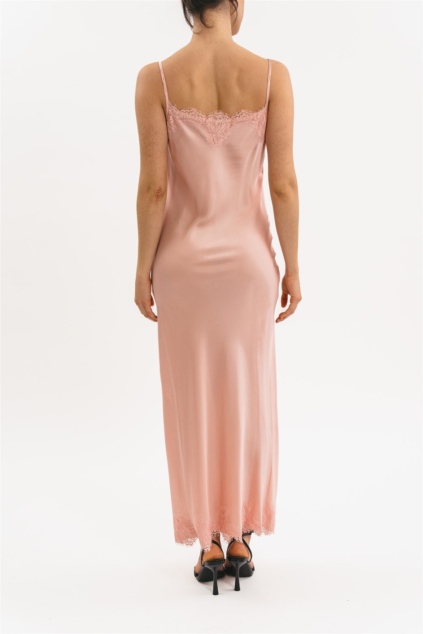 Slip Dress lunga rosa posteriore