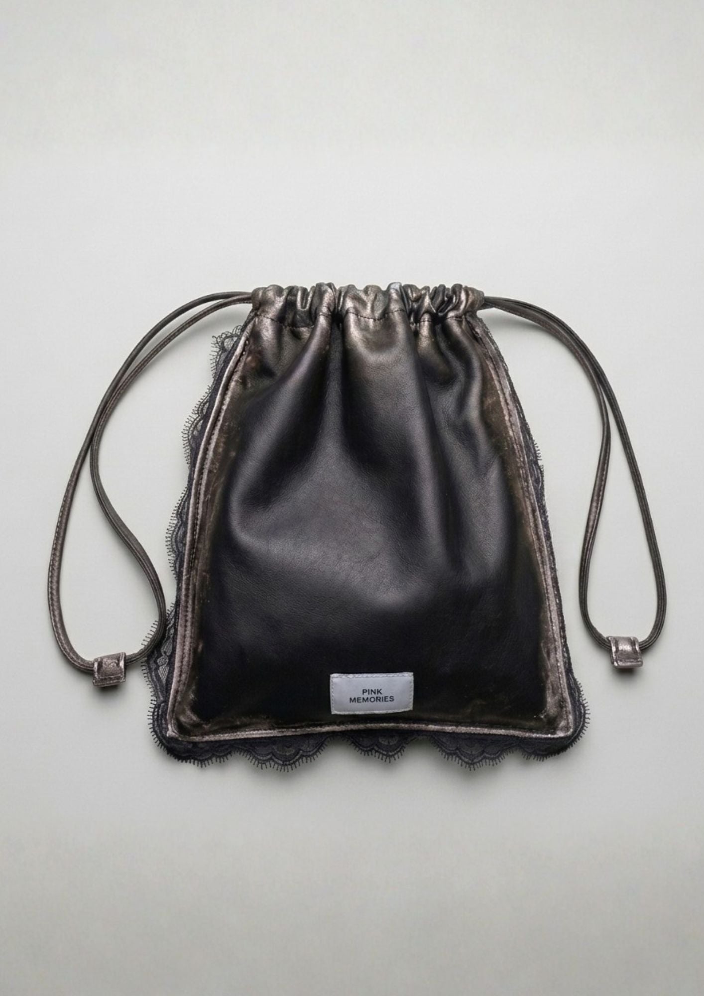 BORSA IN VERA PELLE CON PIZZO