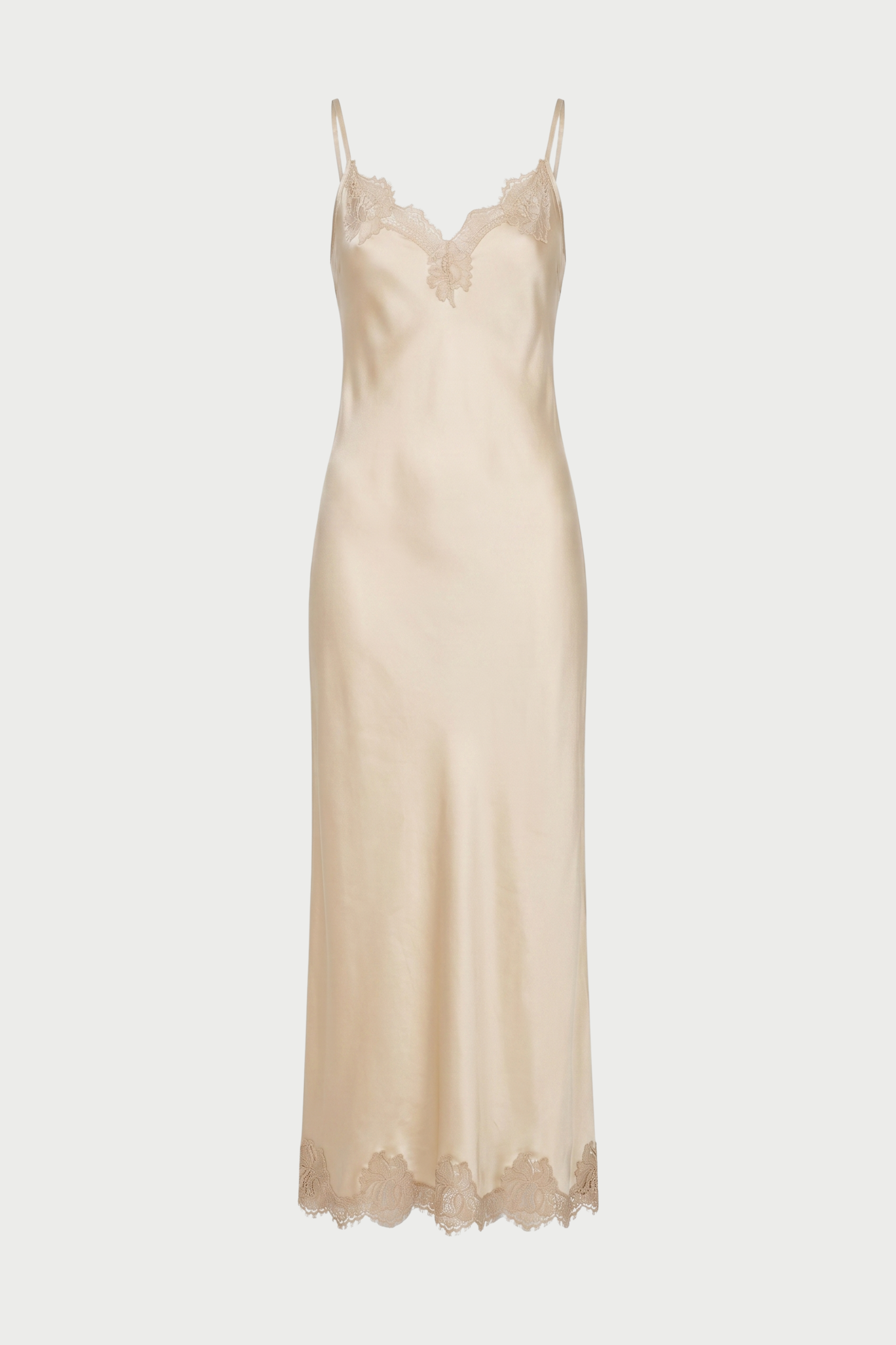 Long slip dress with lace